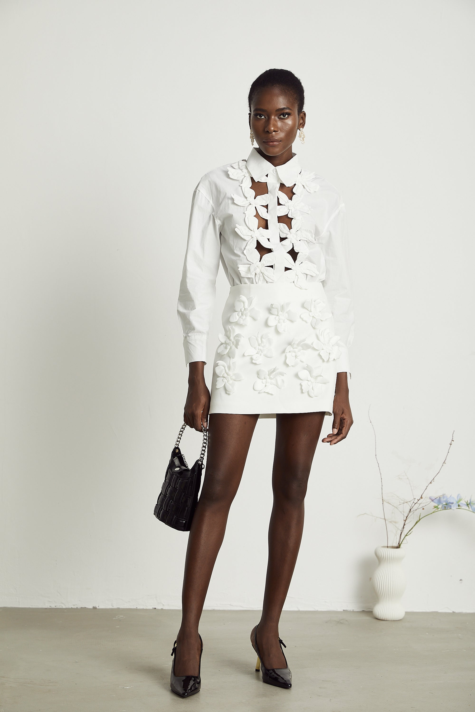 Rosalie white floral cut-out shirt (Final Sale)