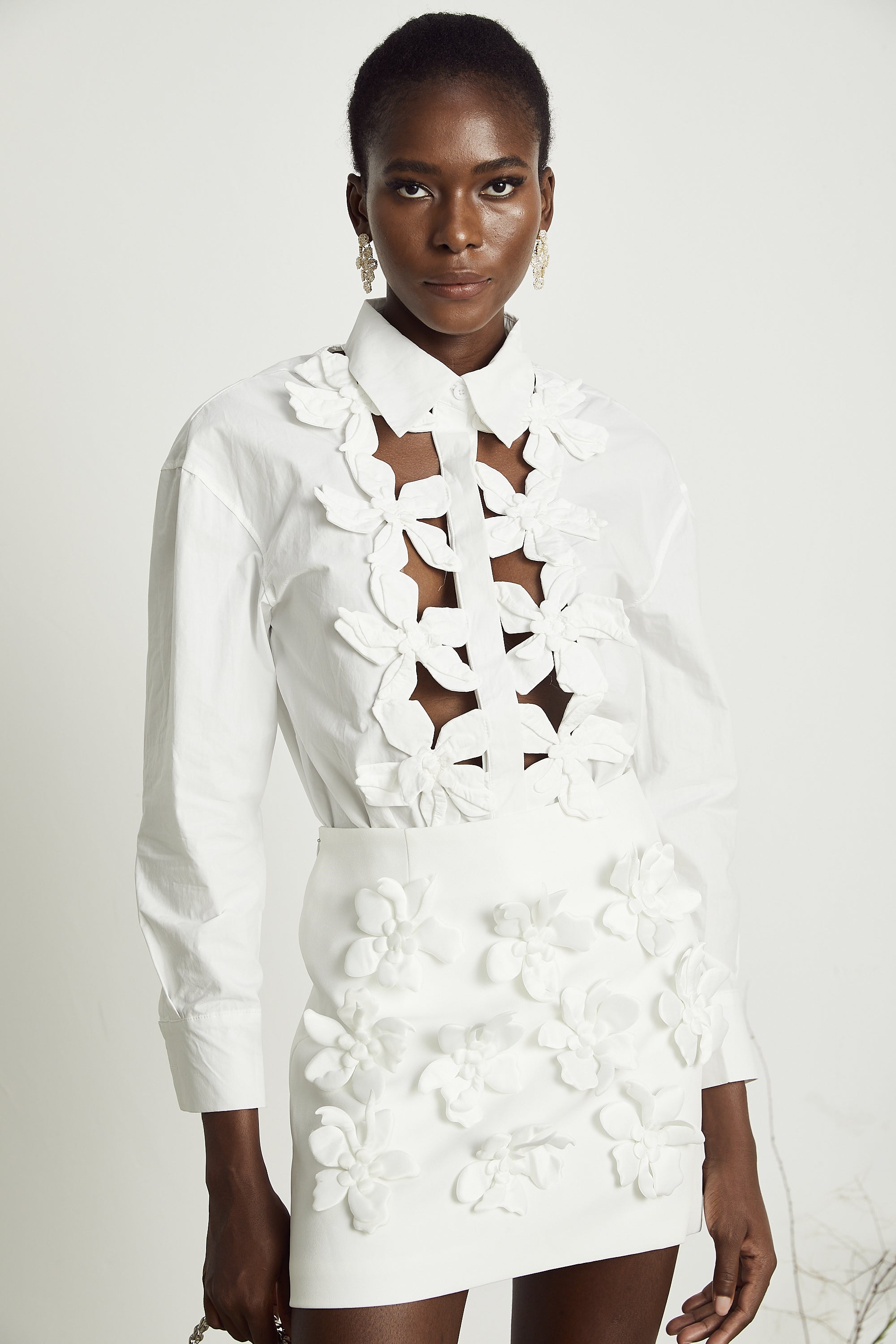 Rosalie white floral cut-out shirt (Final Sale)