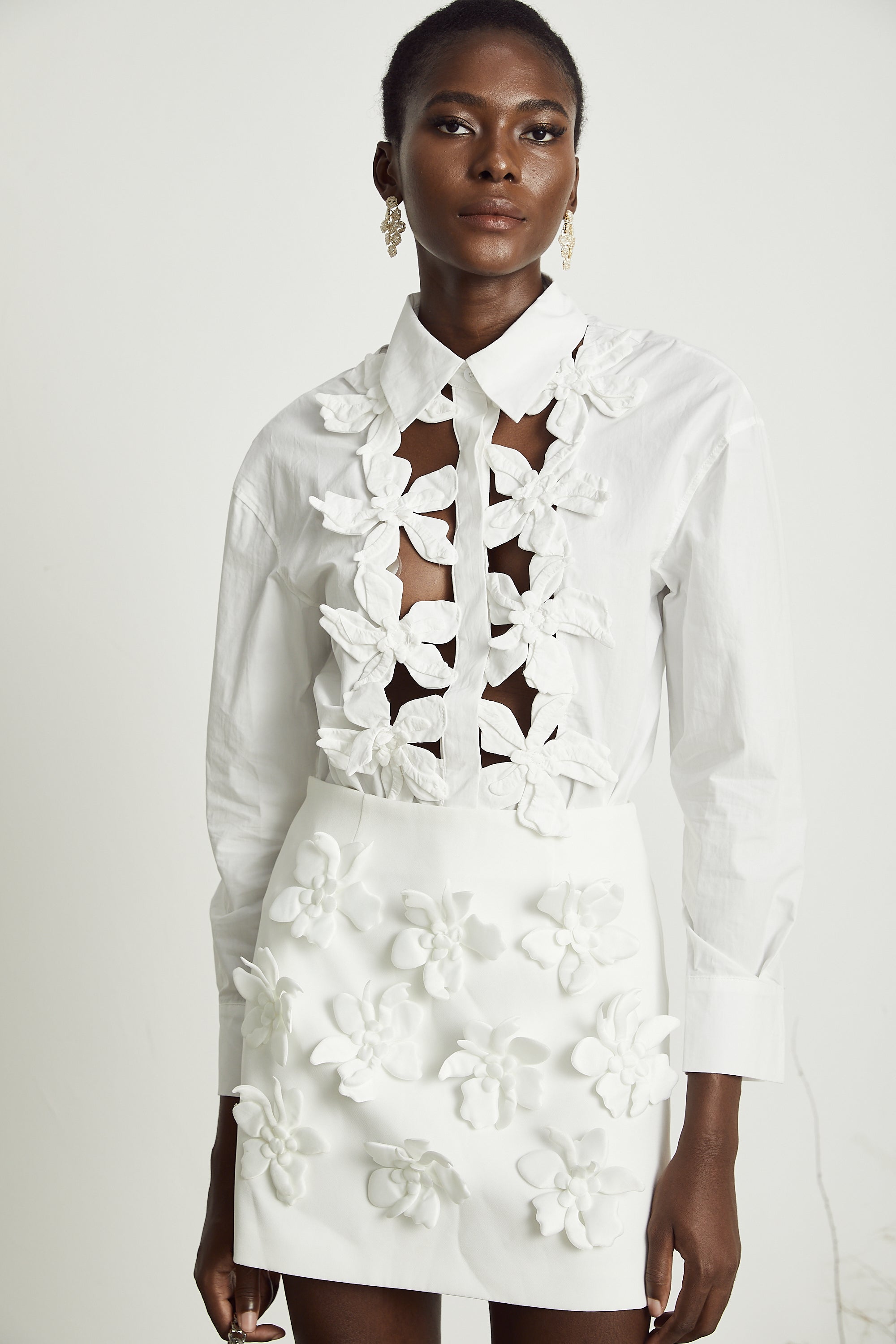 Rosalie white floral cut-out shirt (Final Sale)