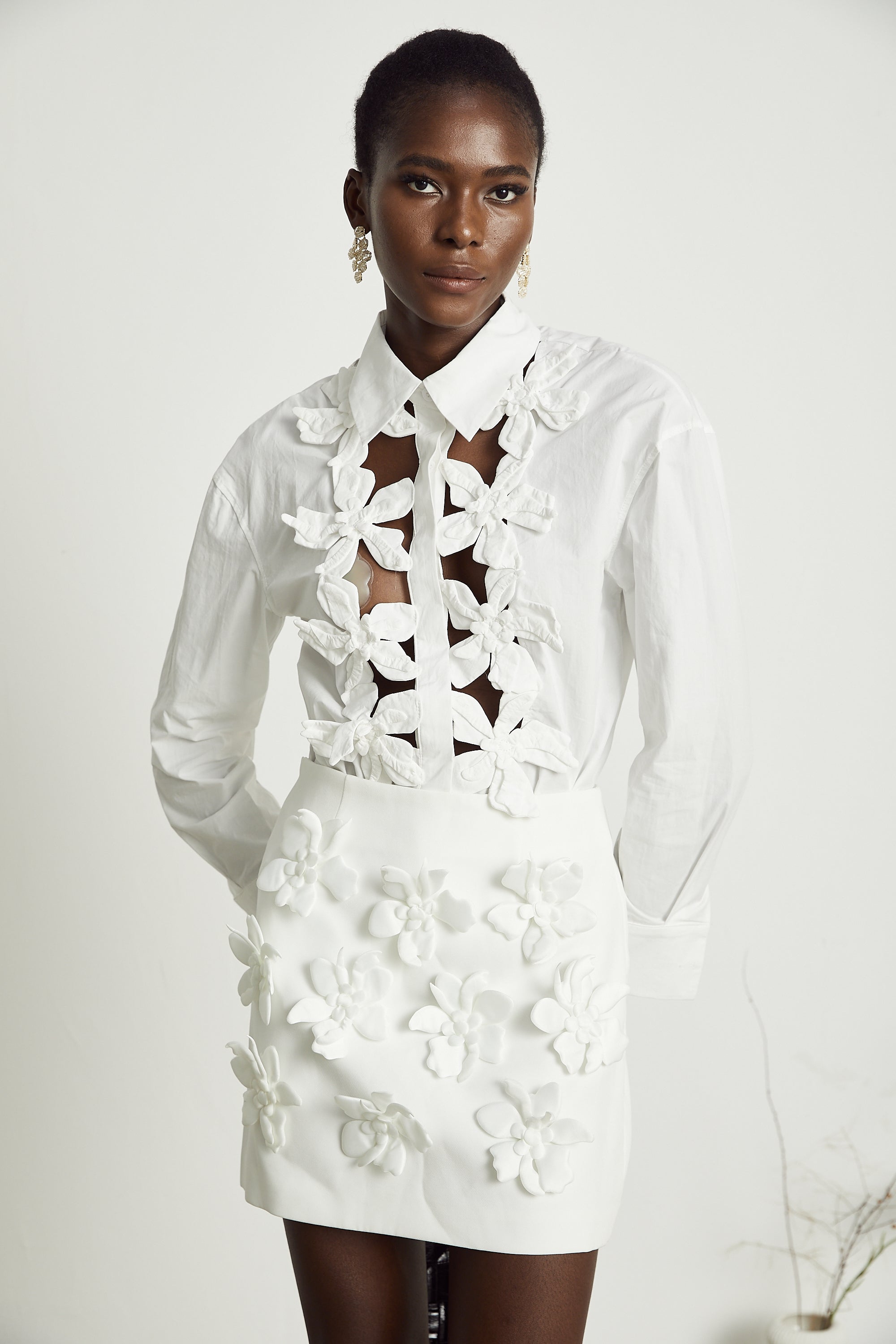 Rosalie white floral cut-out shirt (Final Sale)