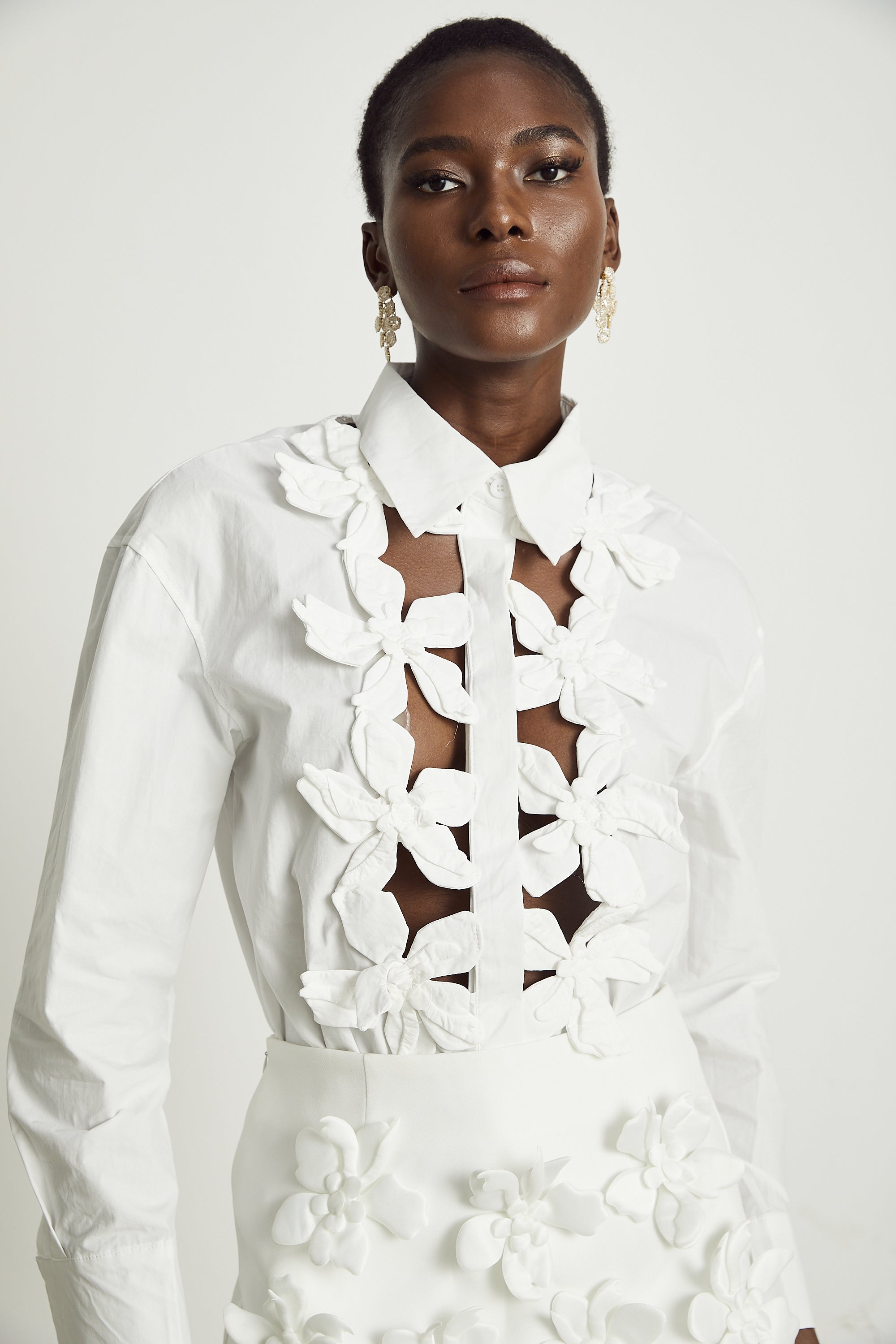 Rosalie white floral cut-out shirt (Final Sale)