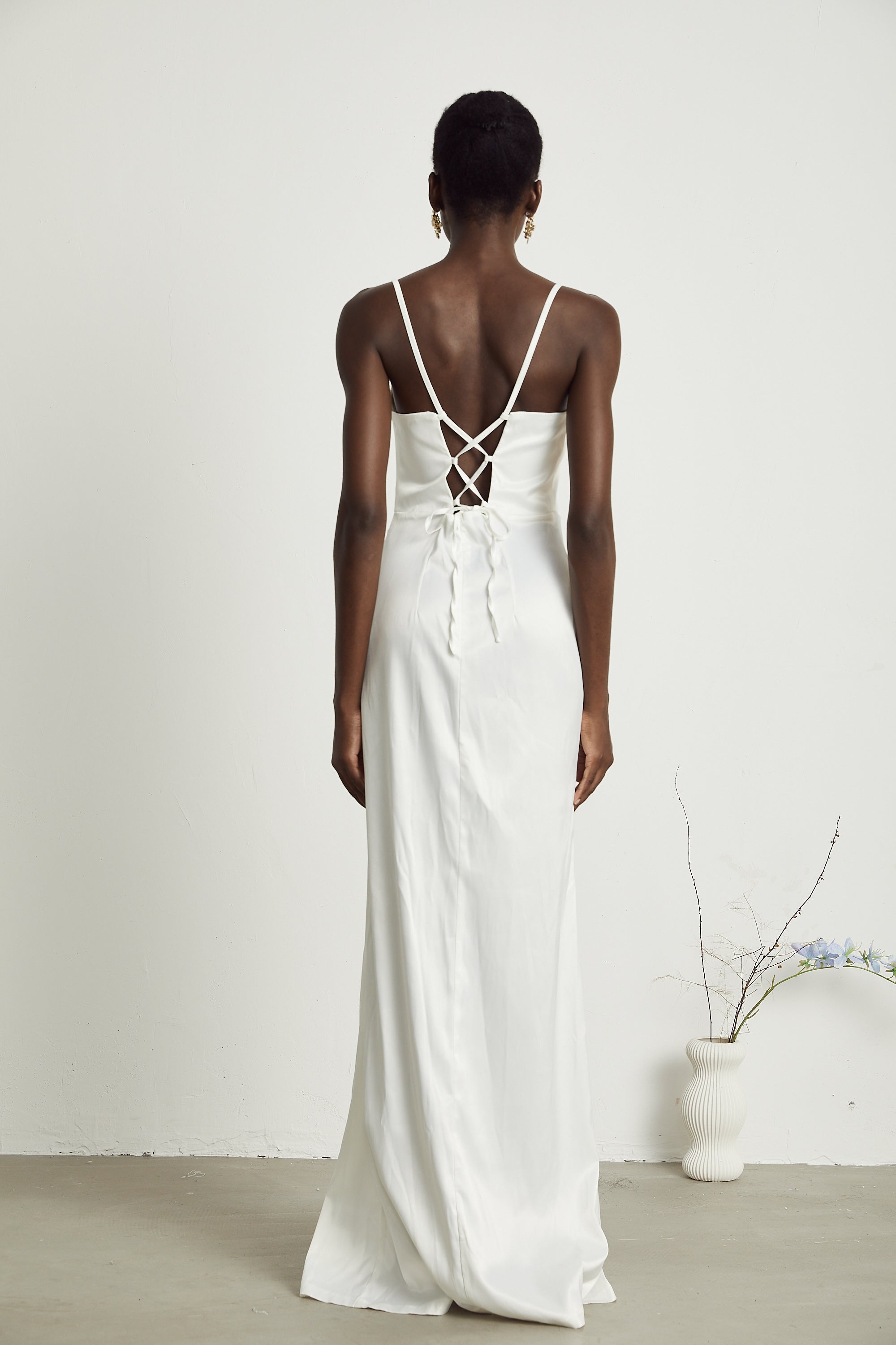 Béatrice pleated satin maxi dress (US Only)