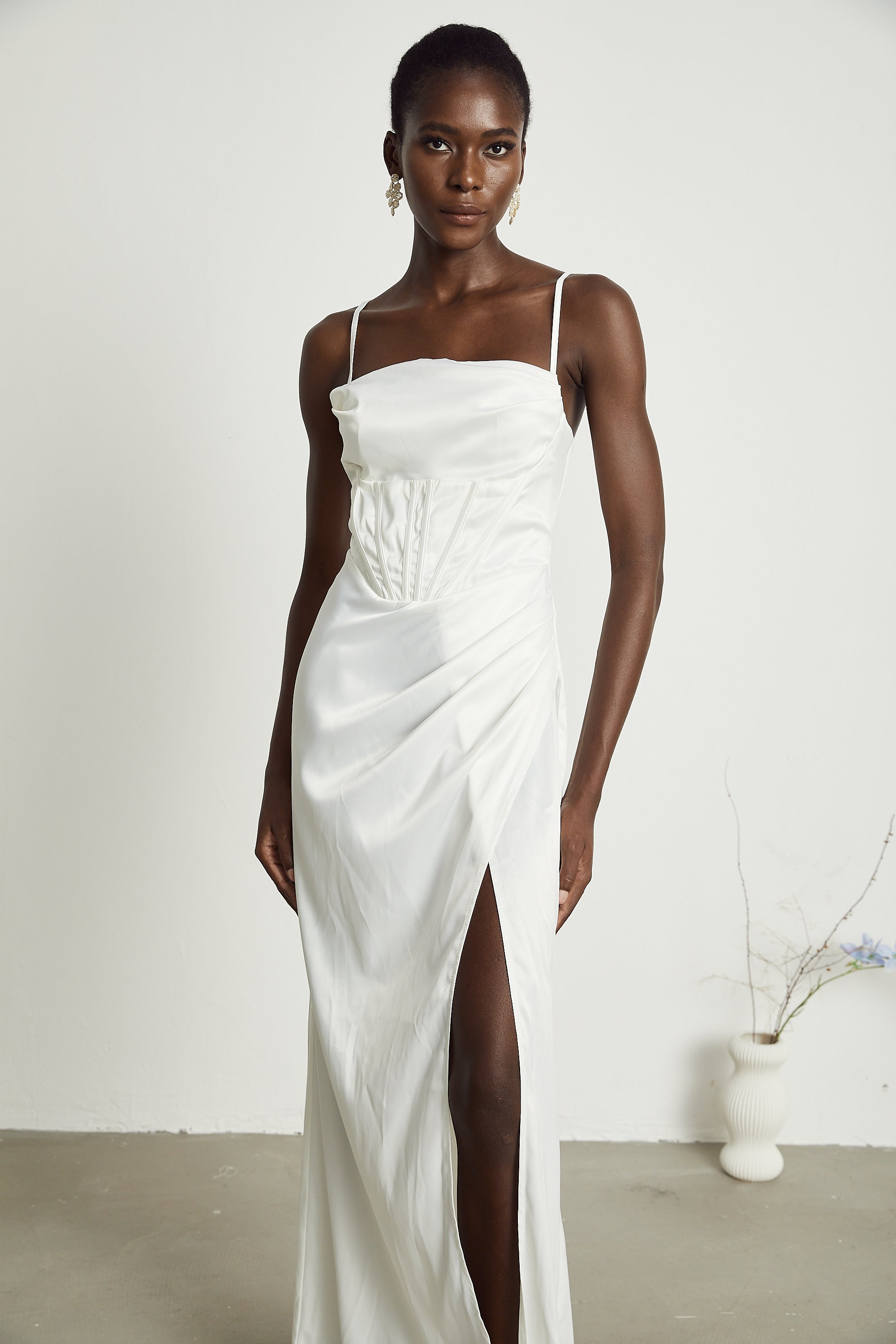 Béatrice pleated satin maxi dress (US Only)