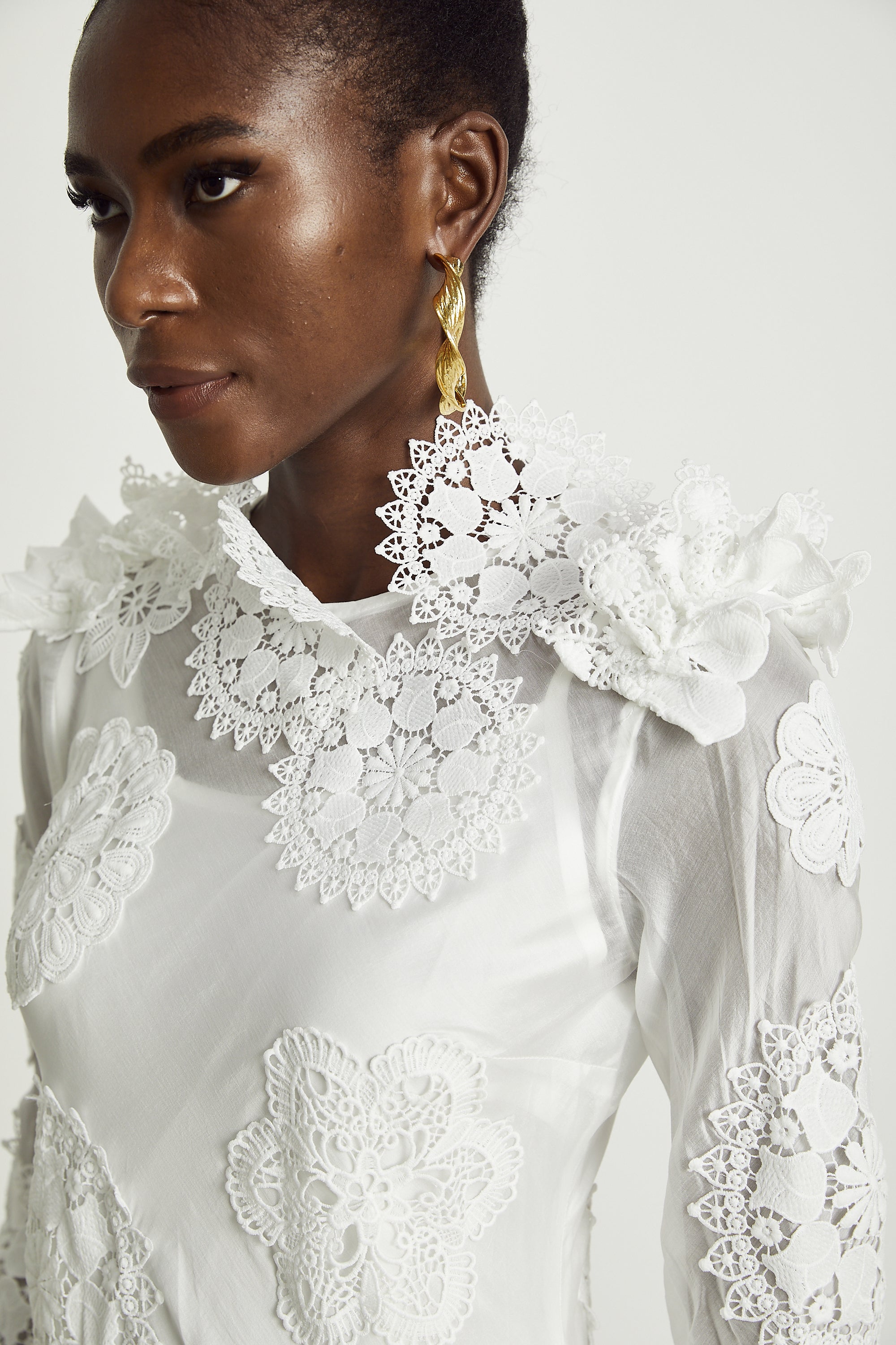 Renée lace floral-embroidered semi-sheer midi dress (US Only)