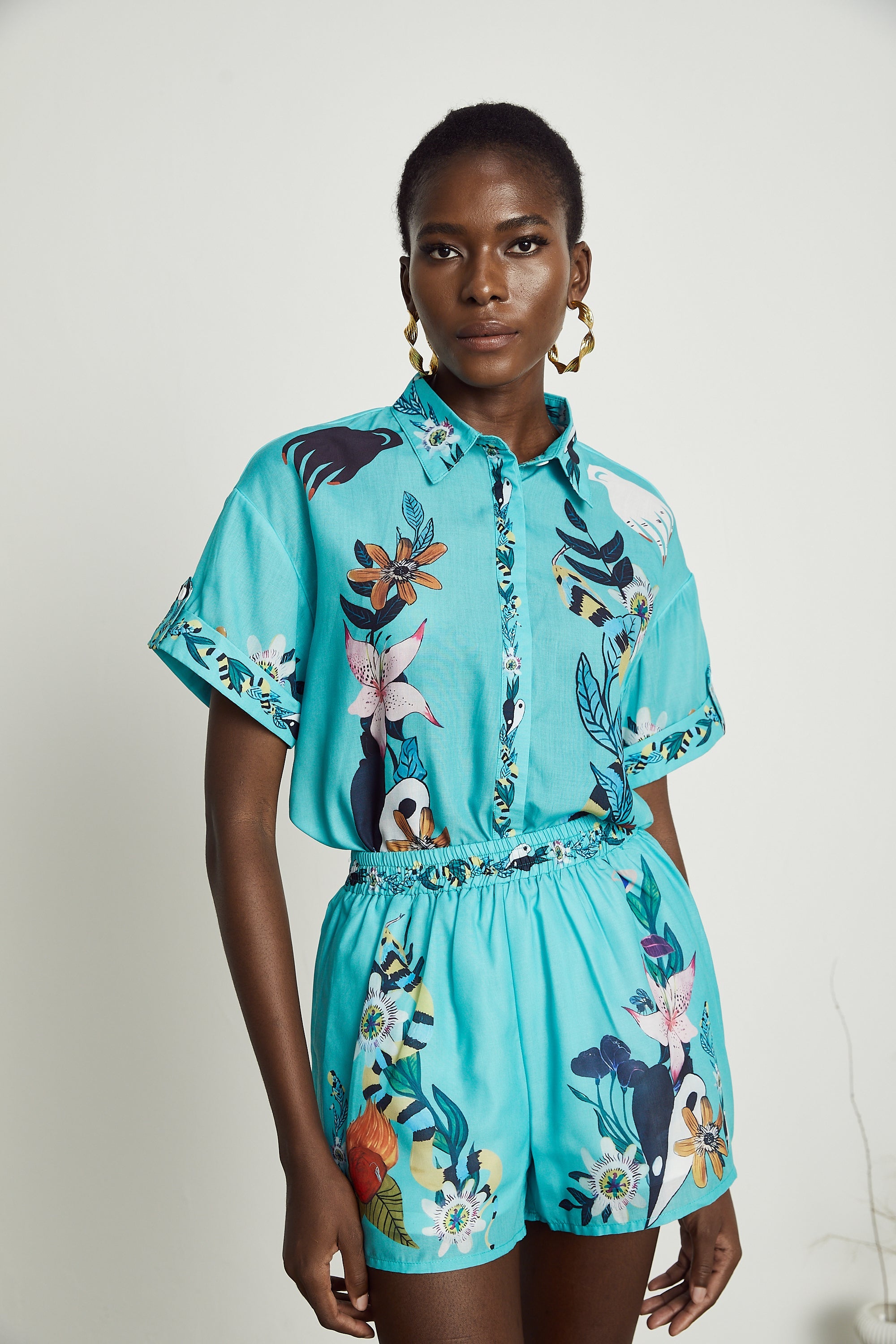 Victoire floral-print shirt & shorts matching set (US Only)