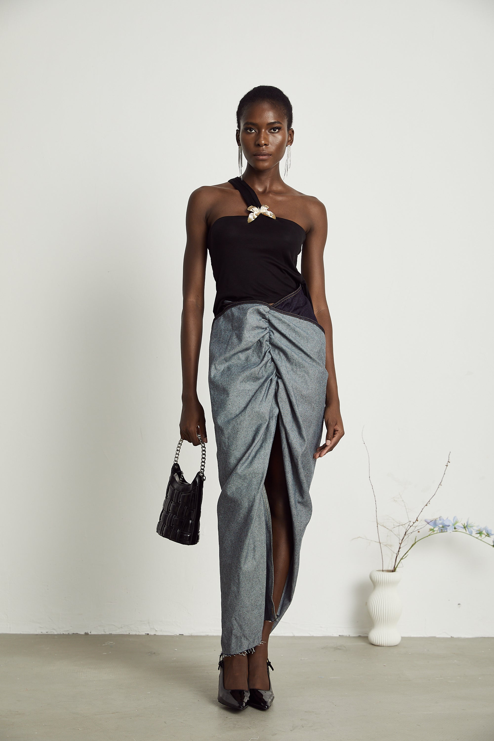 Katherine draped denim skirt (US Only)