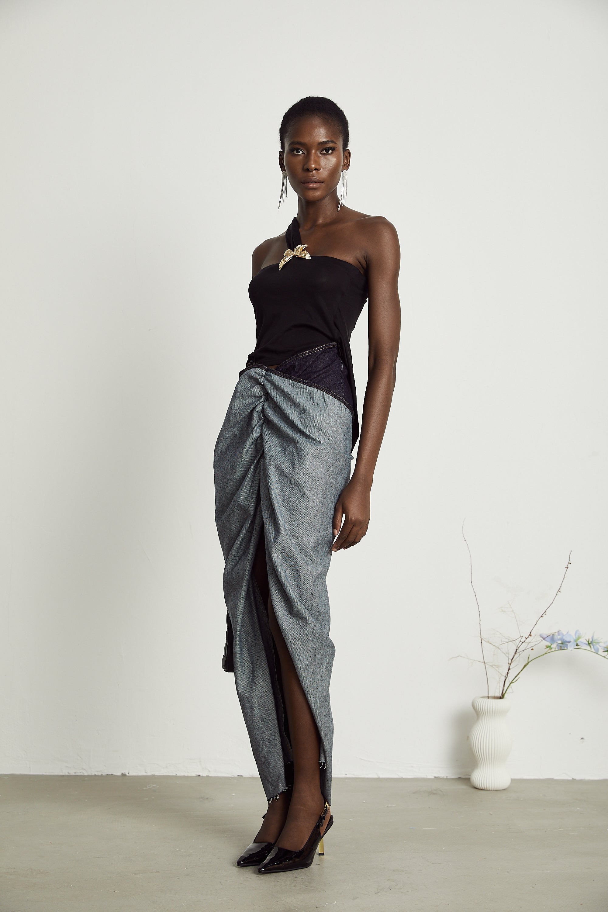 Katherine draped denim skirt (US Only)