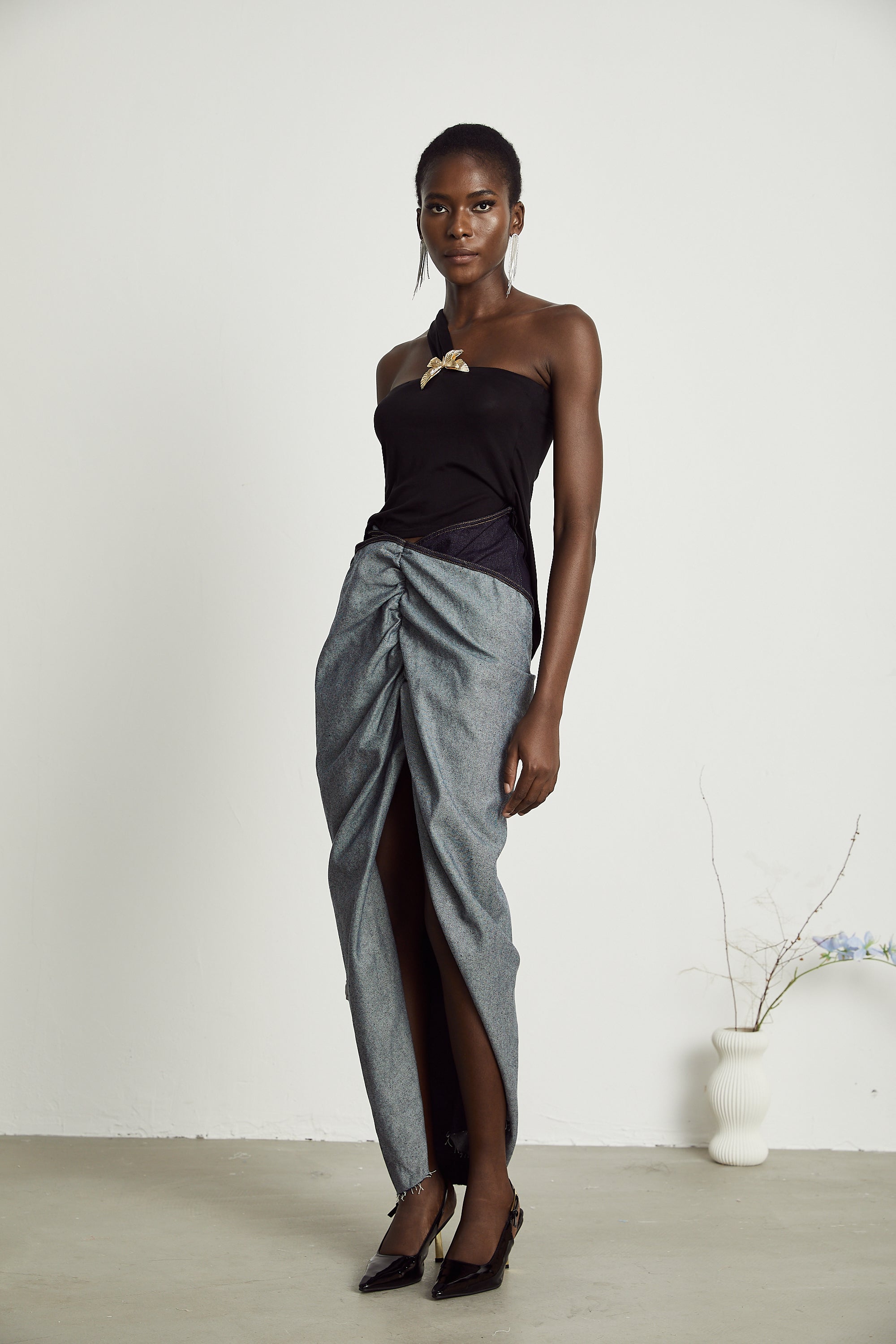 Katherine draped denim skirt (US Only)