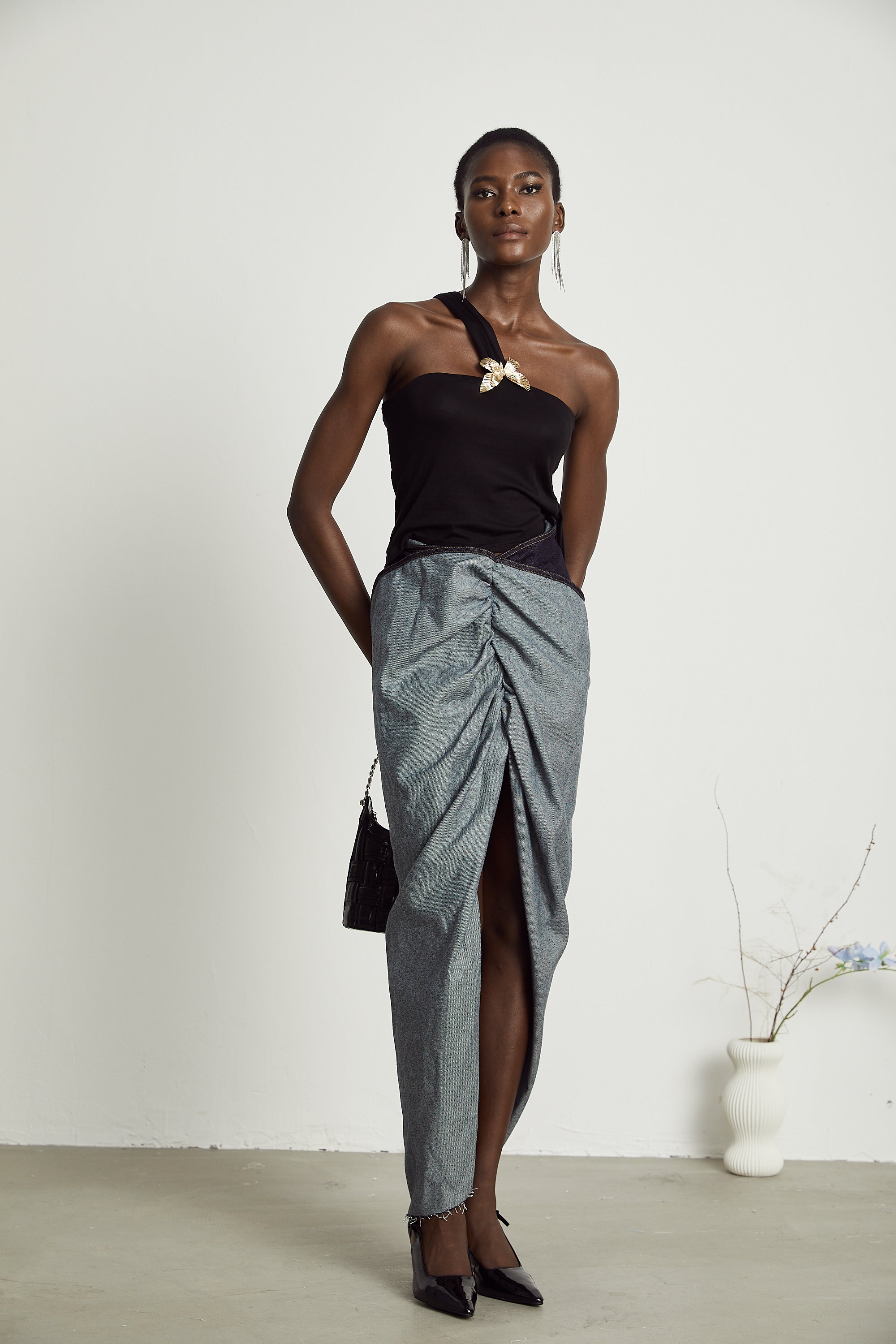 Katherine draped denim skirt (US Only)
