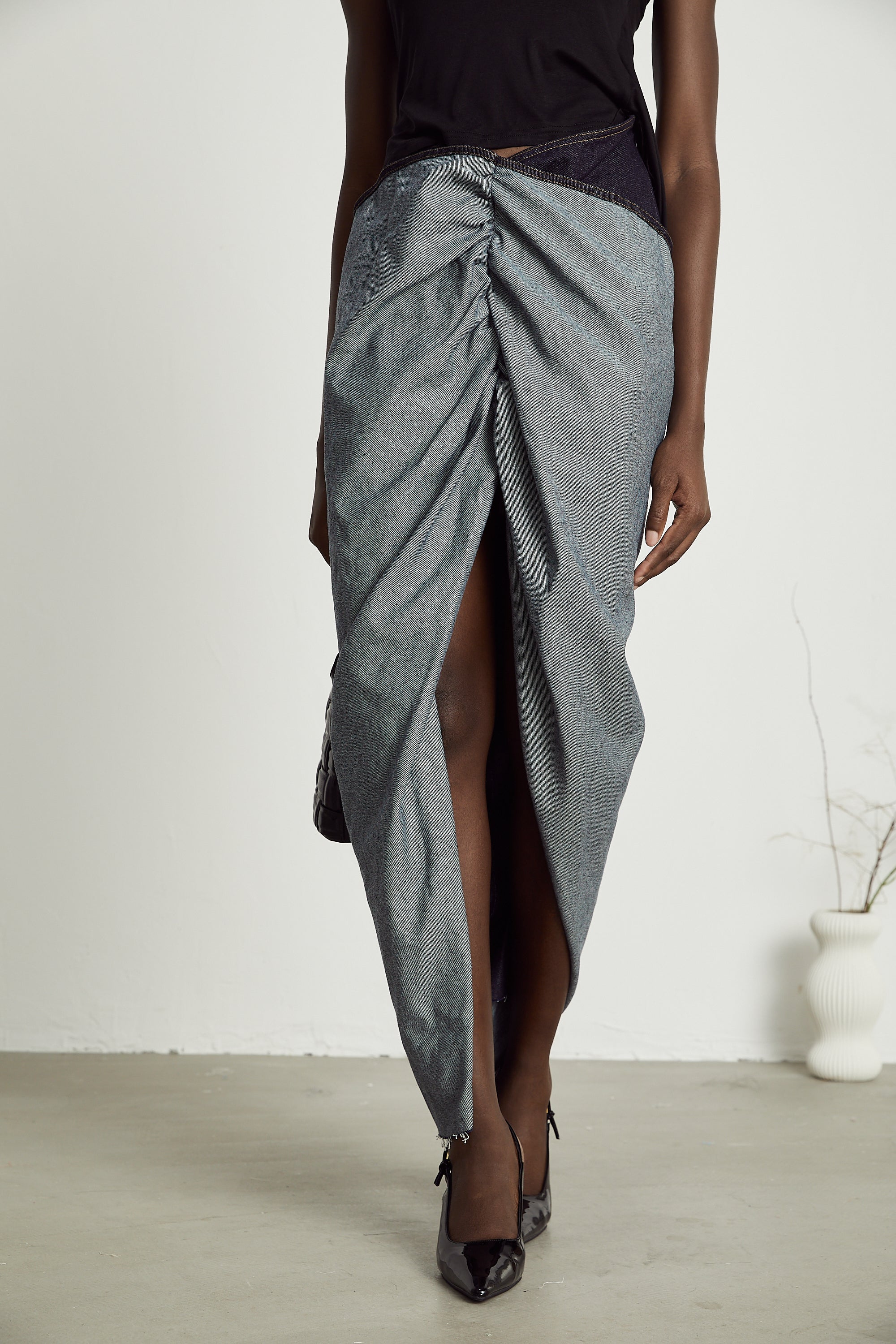 Katherine draped denim skirt (US Only)