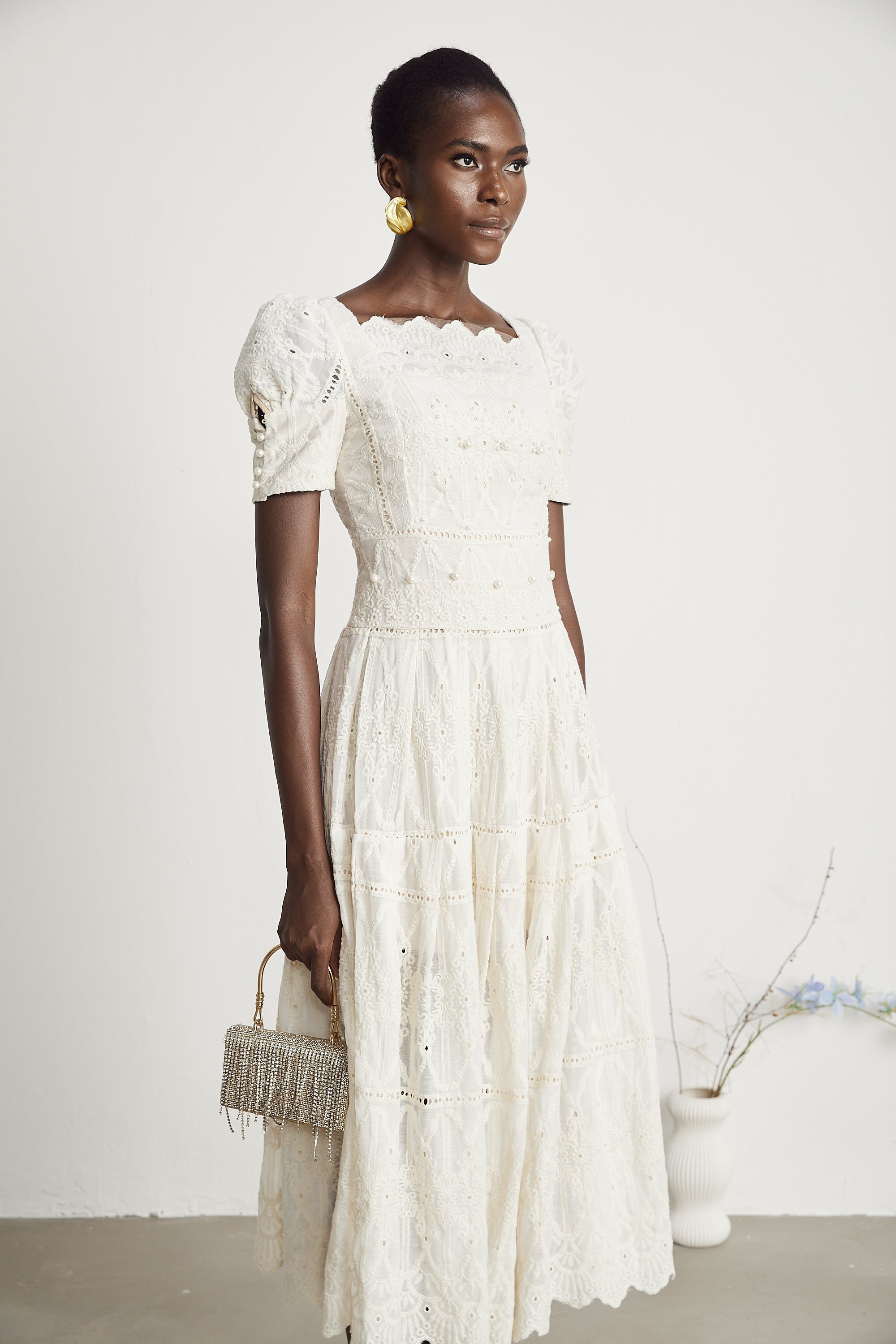 Anaïs faux-pearl embellished cut-out midi dress（Final Sale-US Only）