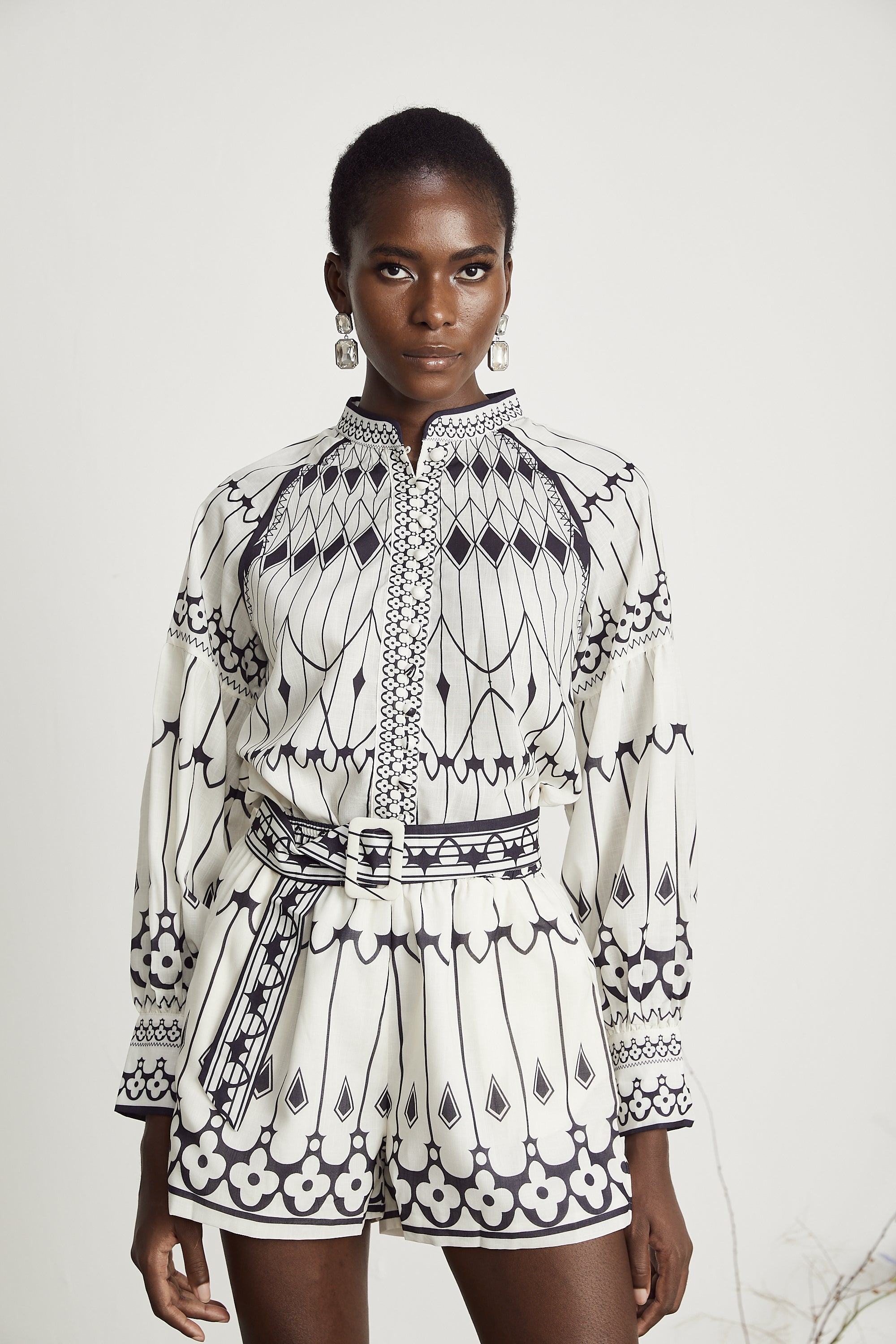 Allie graphic-print shirt & shorts matching set (Final Sale)