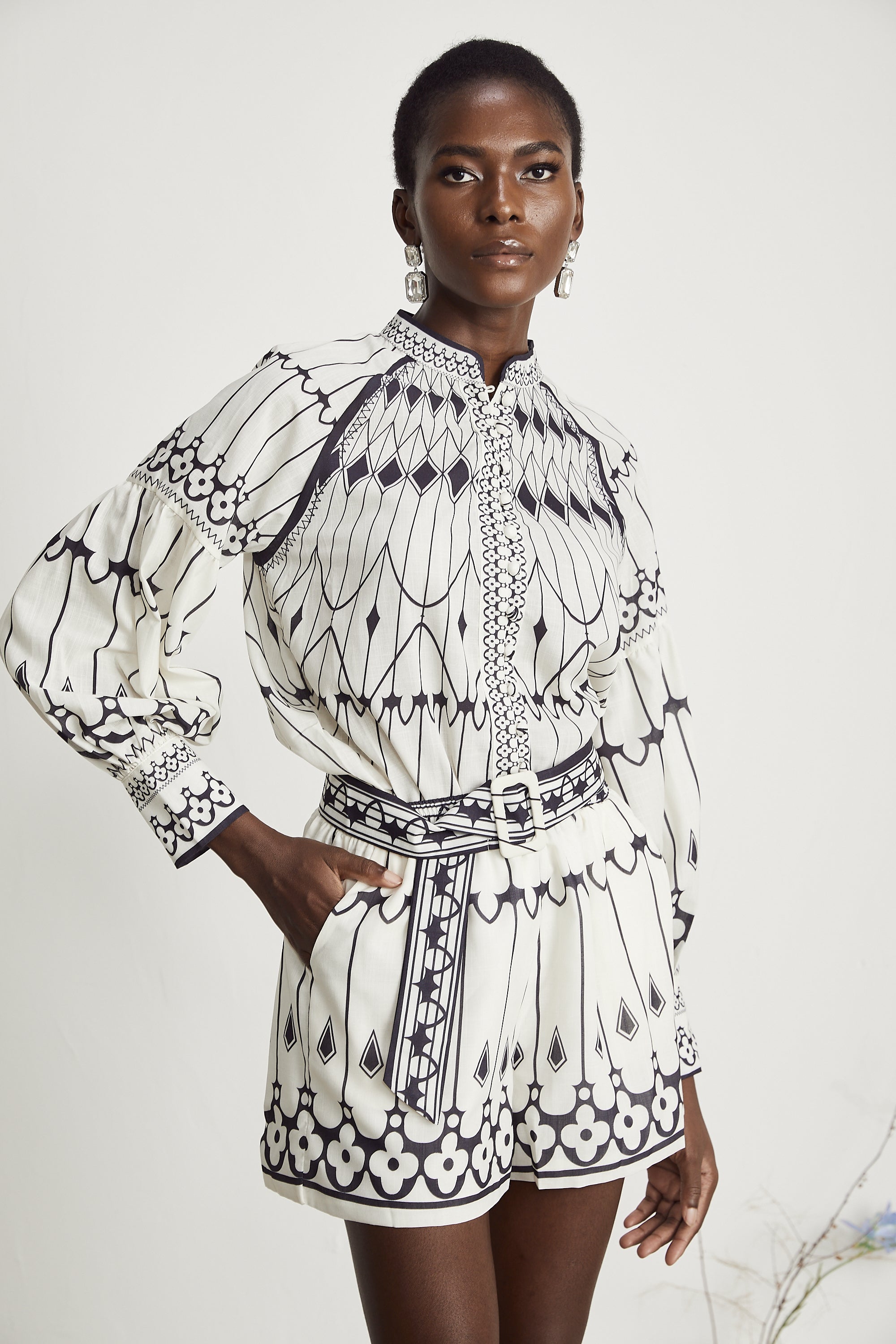 Allie graphic-print shirt & shorts matching set (Final Sale)