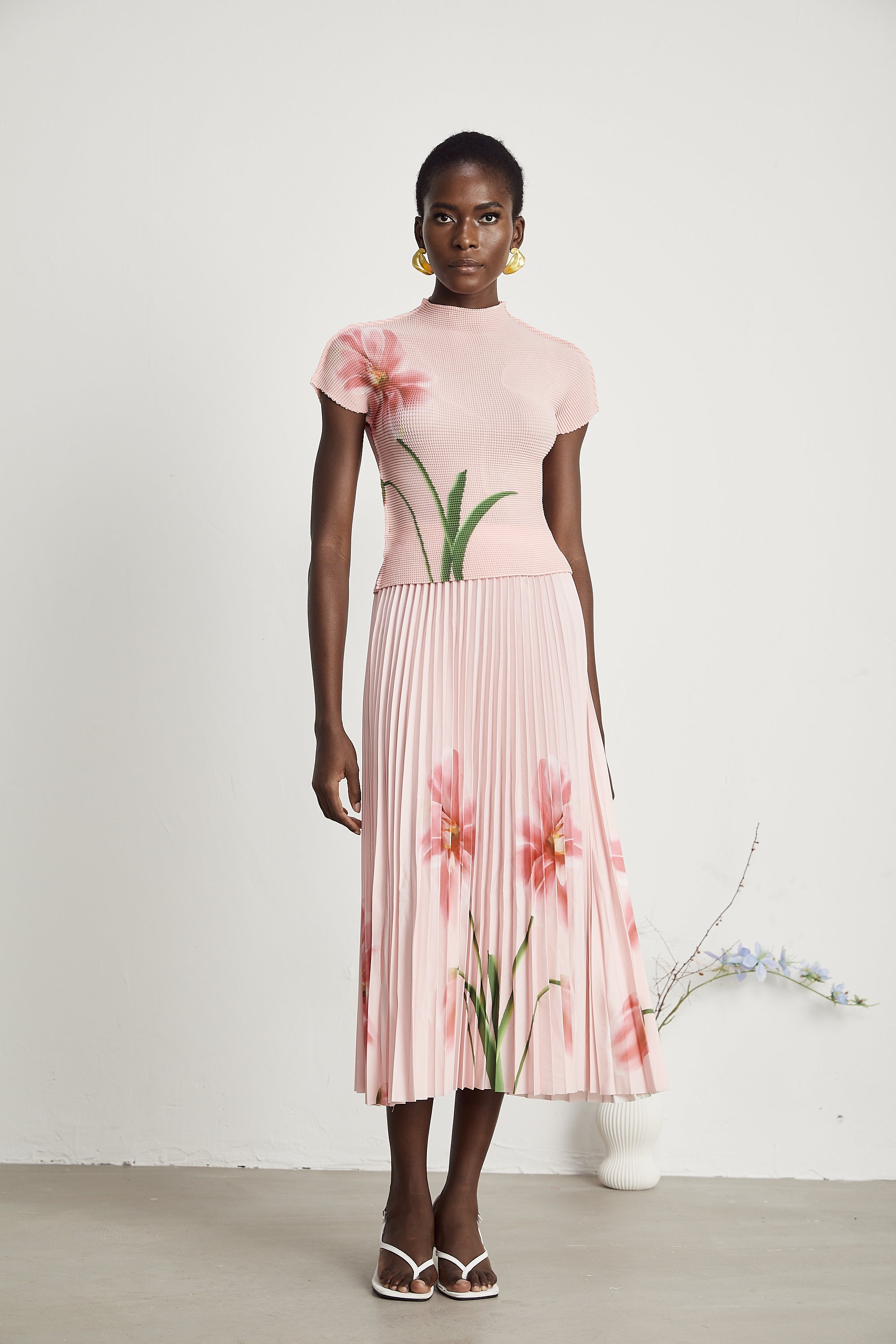 Justine floral-print stretch top & skirt matching set (Final Sale-US Only)