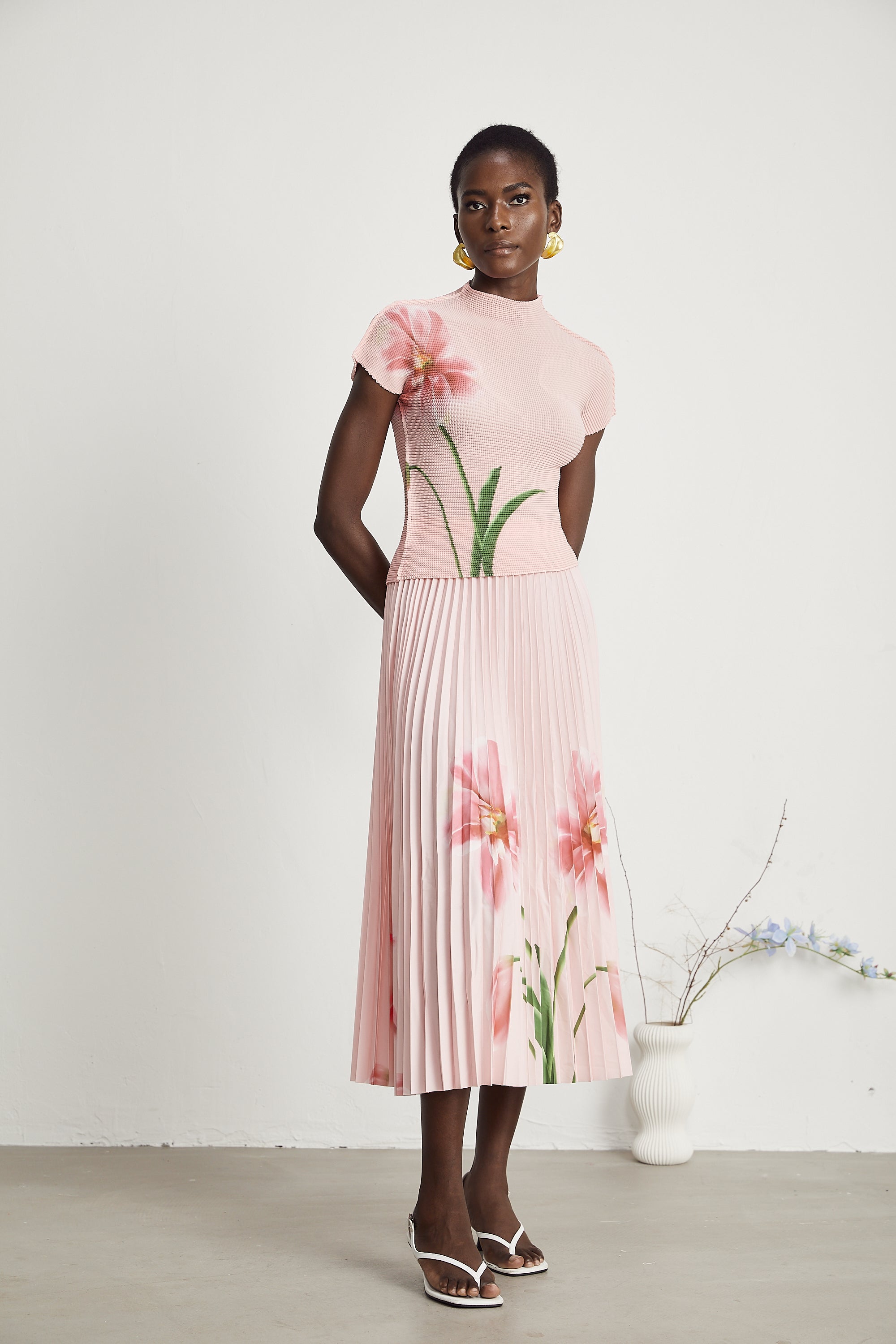 Justine floral-print stretch top & skirt matching set (Final Sale-US Only)