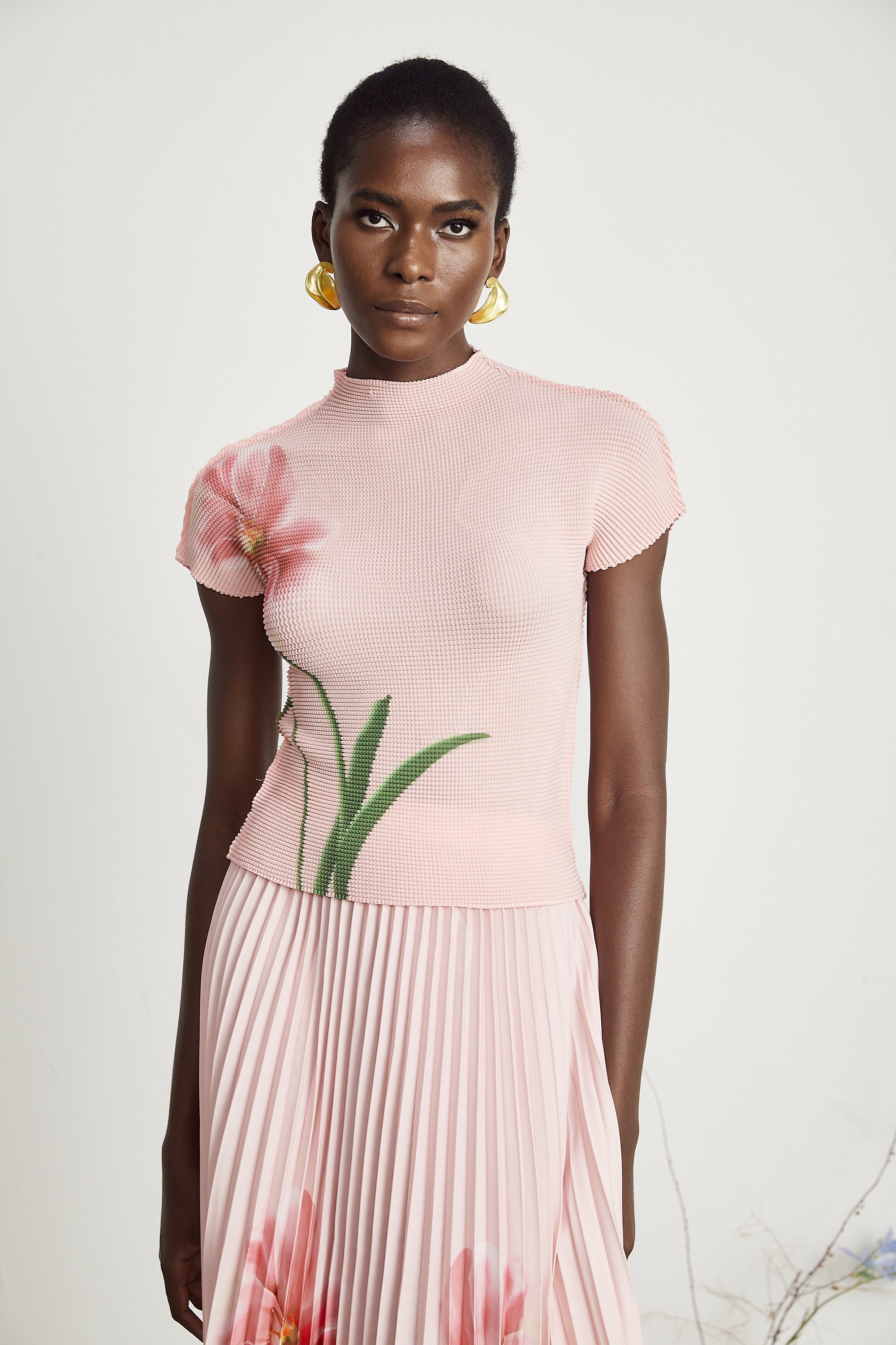 Justine floral-print stretch top & skirt matching set (Final Sale-US Only)