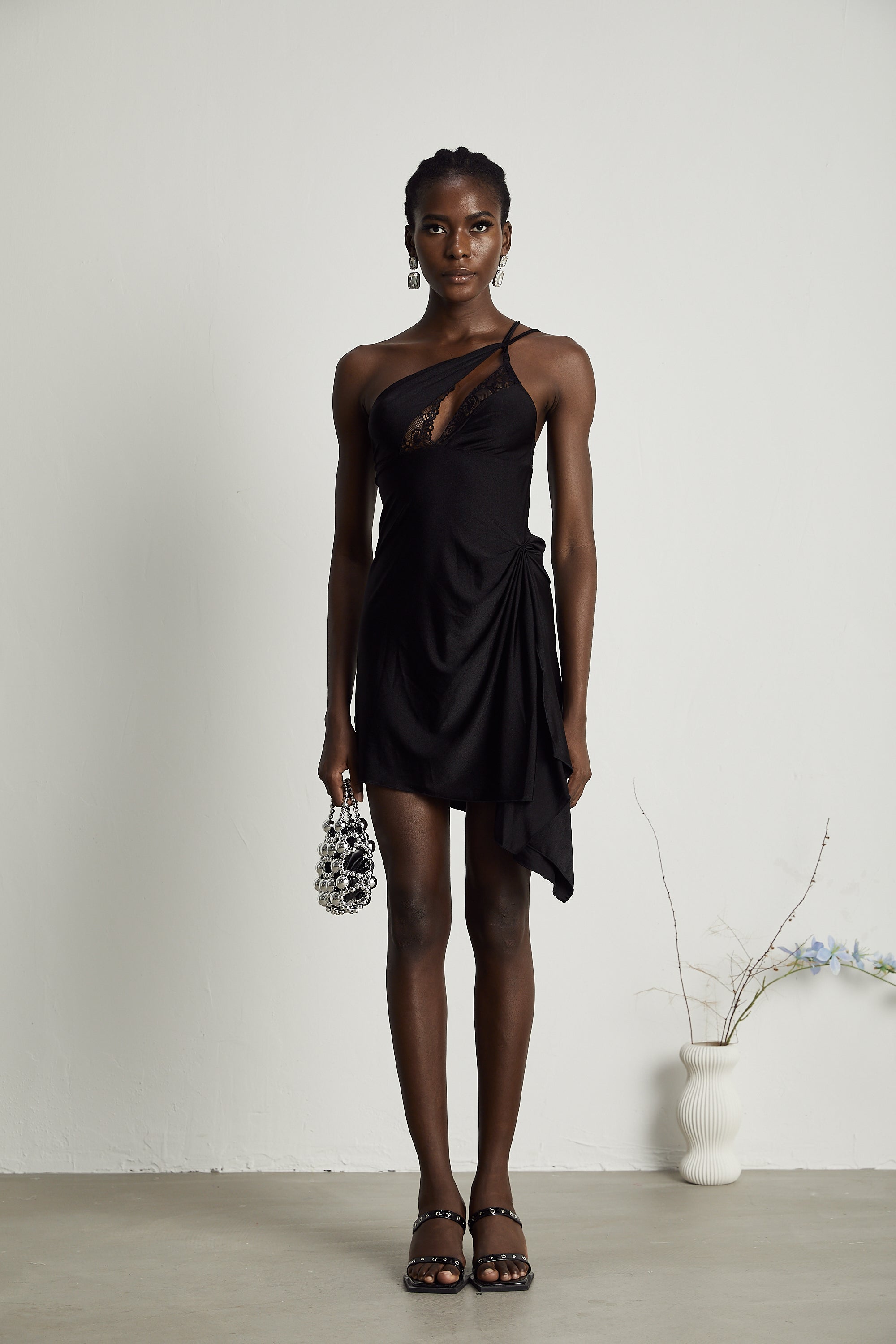 Juana lace-detail asymmetrical mini dress (Final Sale)
