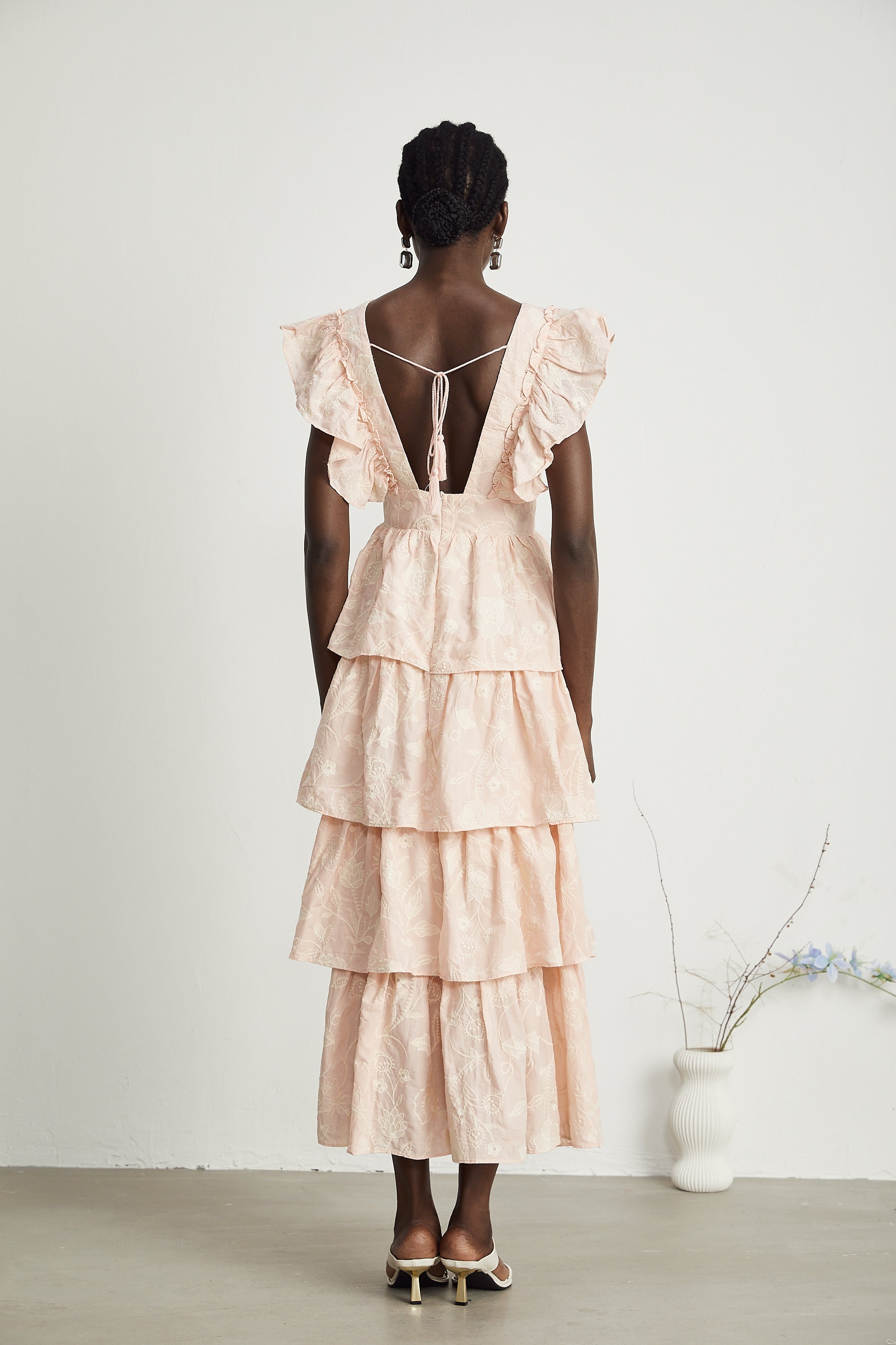 Alice floral-embroidered tiered midi dress (US Only)