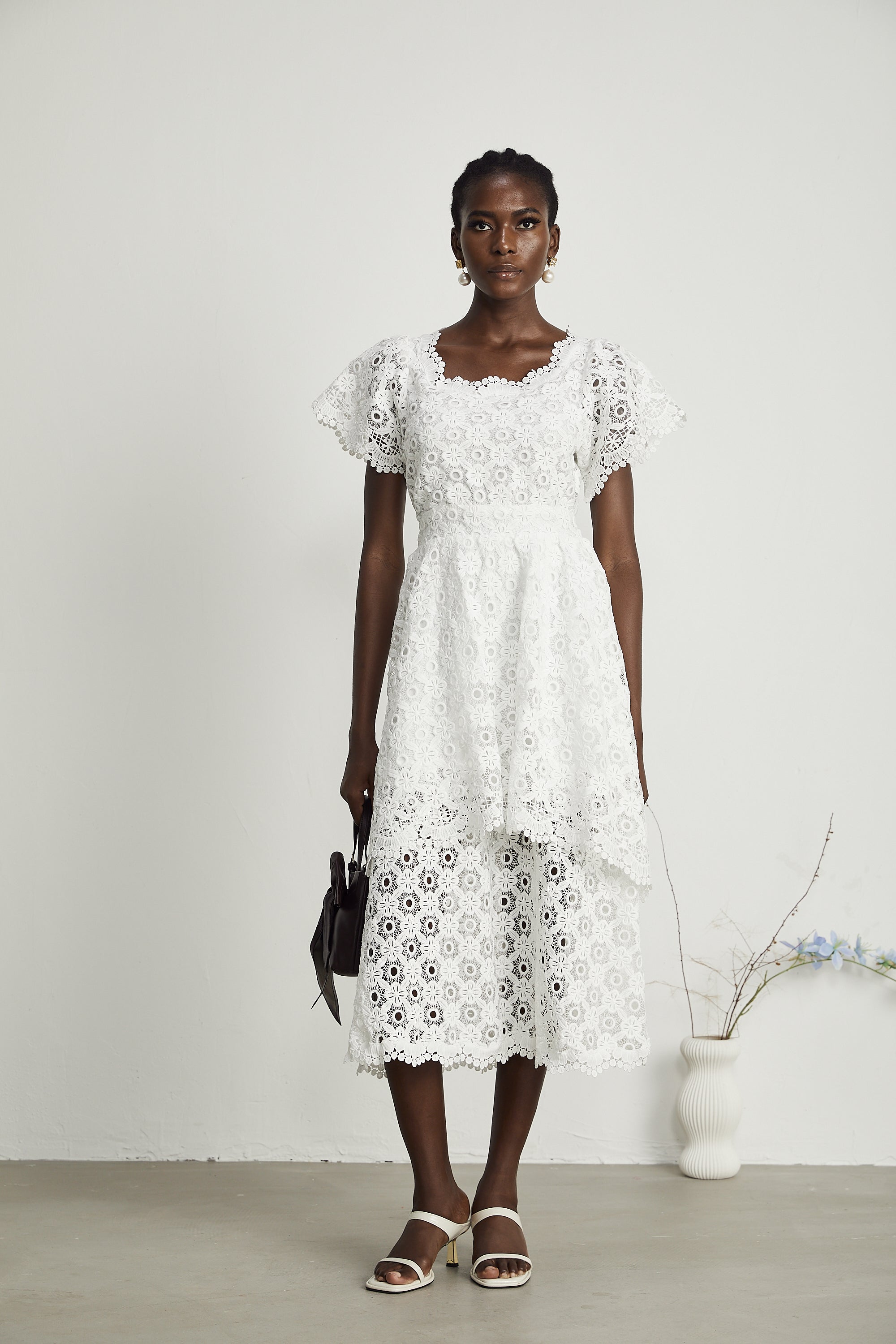 Lisette lace cut-out layered midi dress (US Only)
