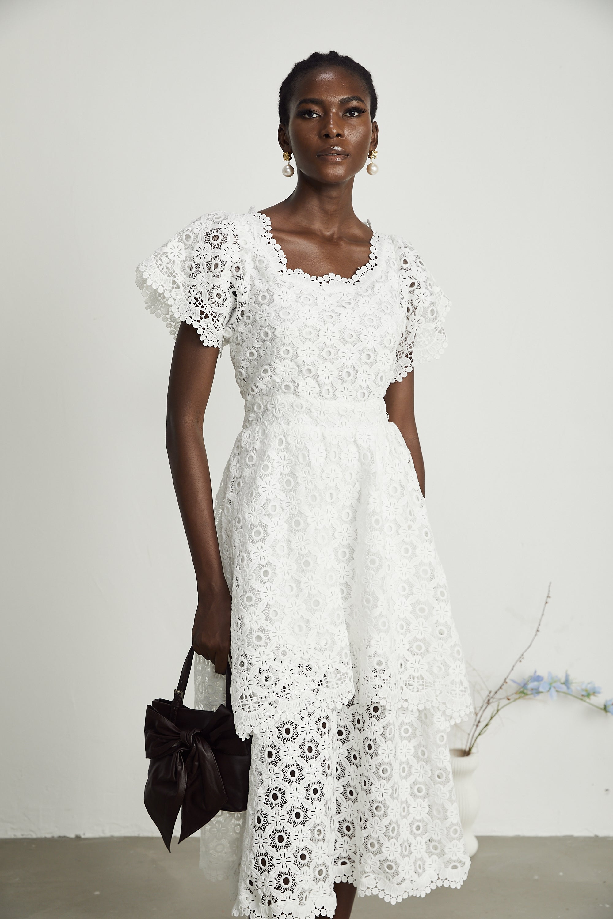 Lisette lace cut-out layered midi dress (US Only)