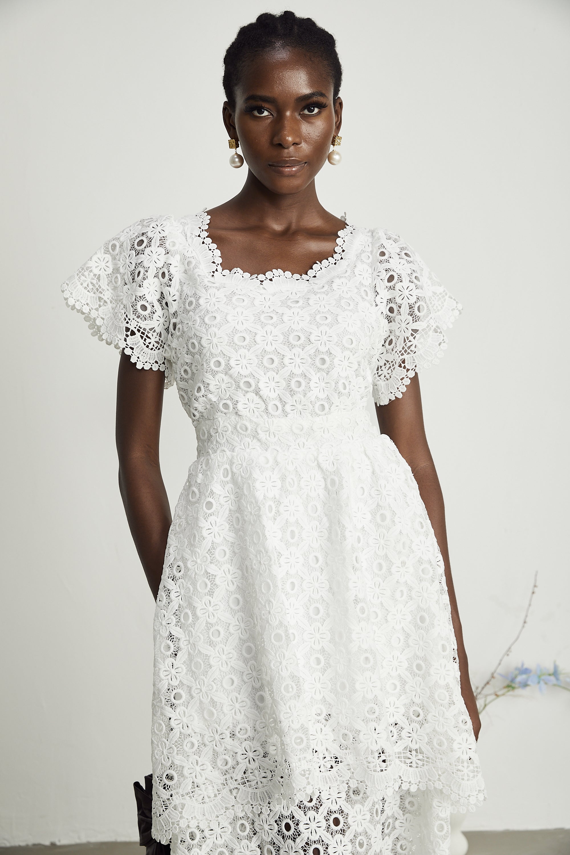 Lisette lace cut-out layered midi dress (US Only)