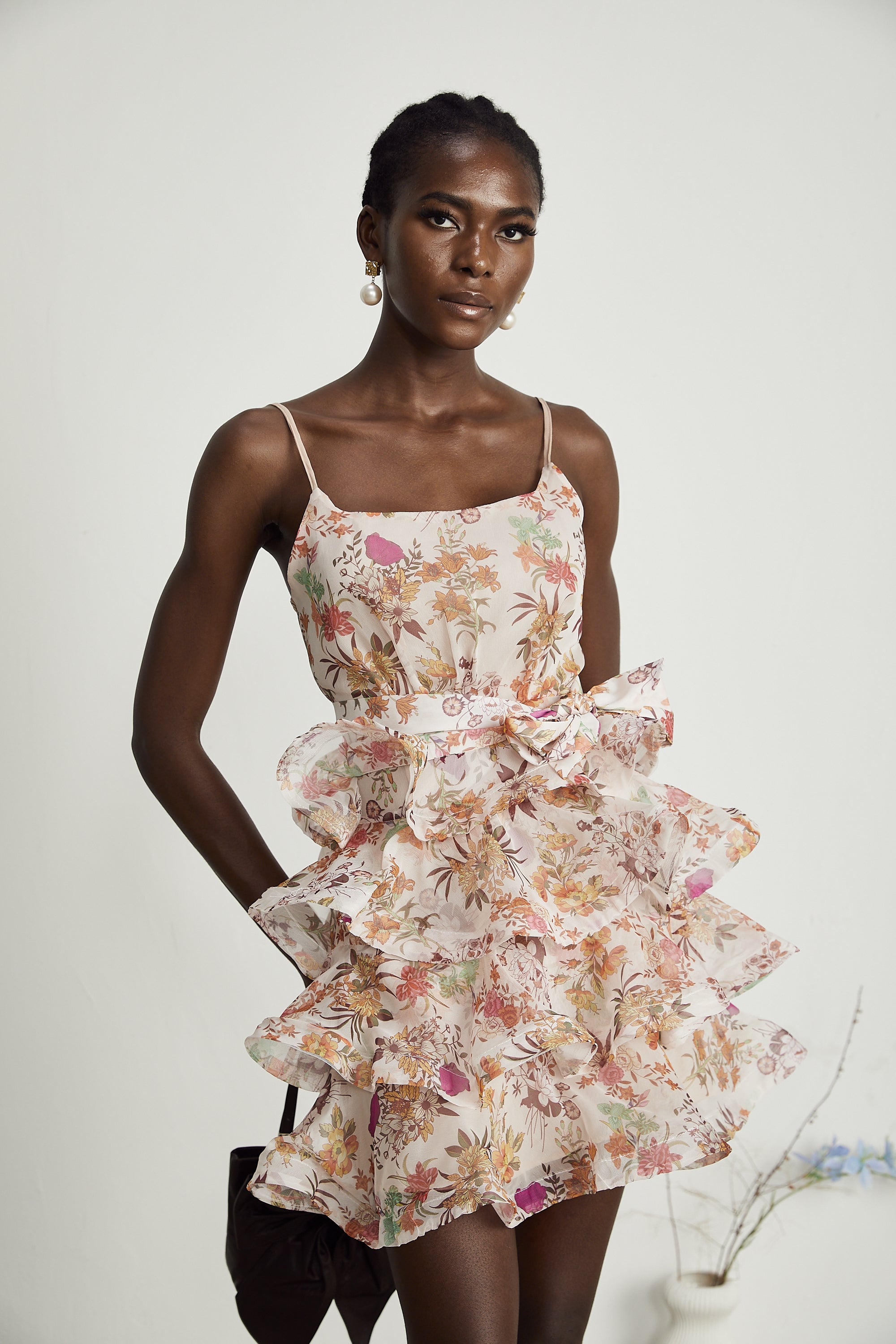 Camille ruffled floral-print mini dress (US Only)