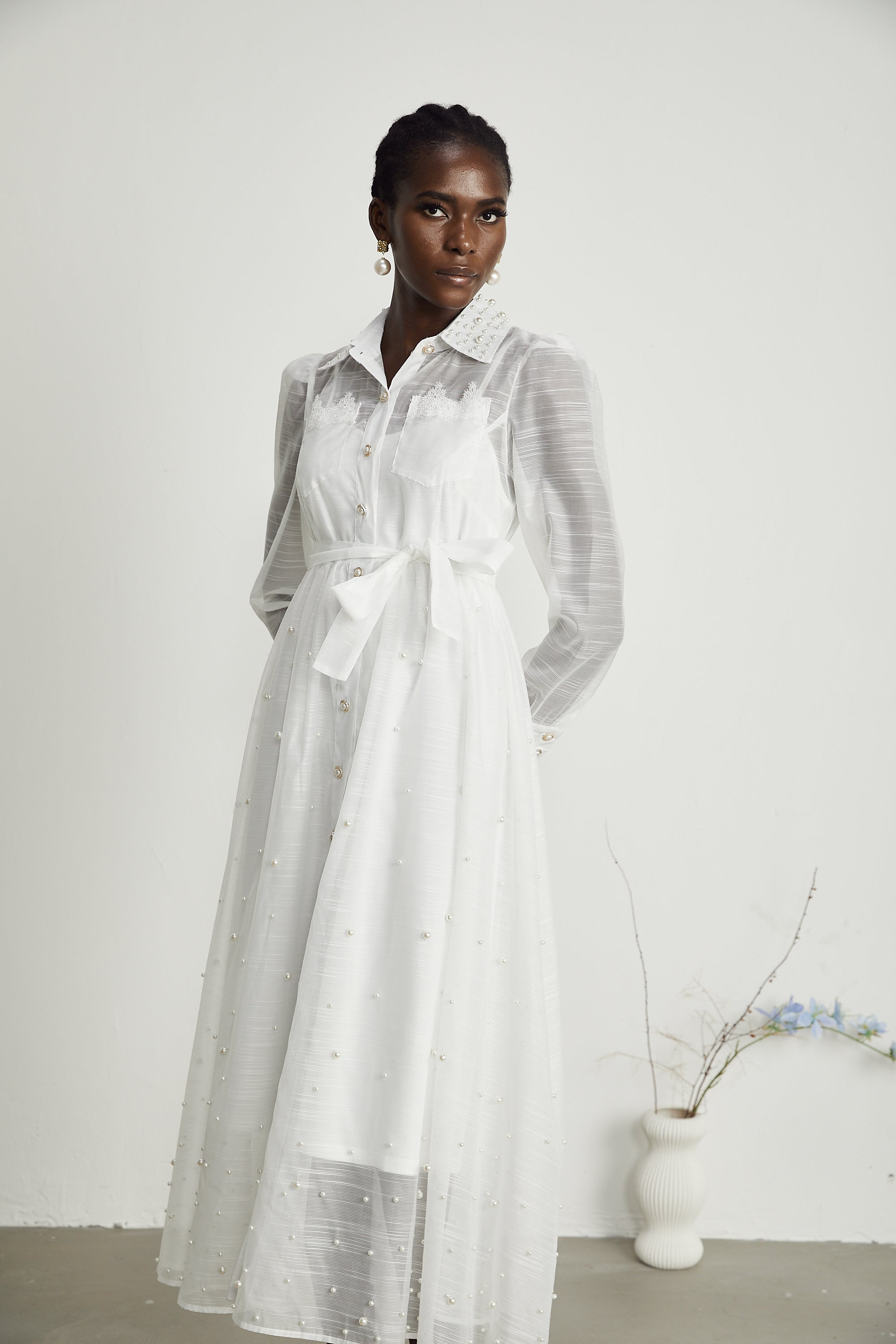 Bennett faux-pearl embellished midi dress (US Only)