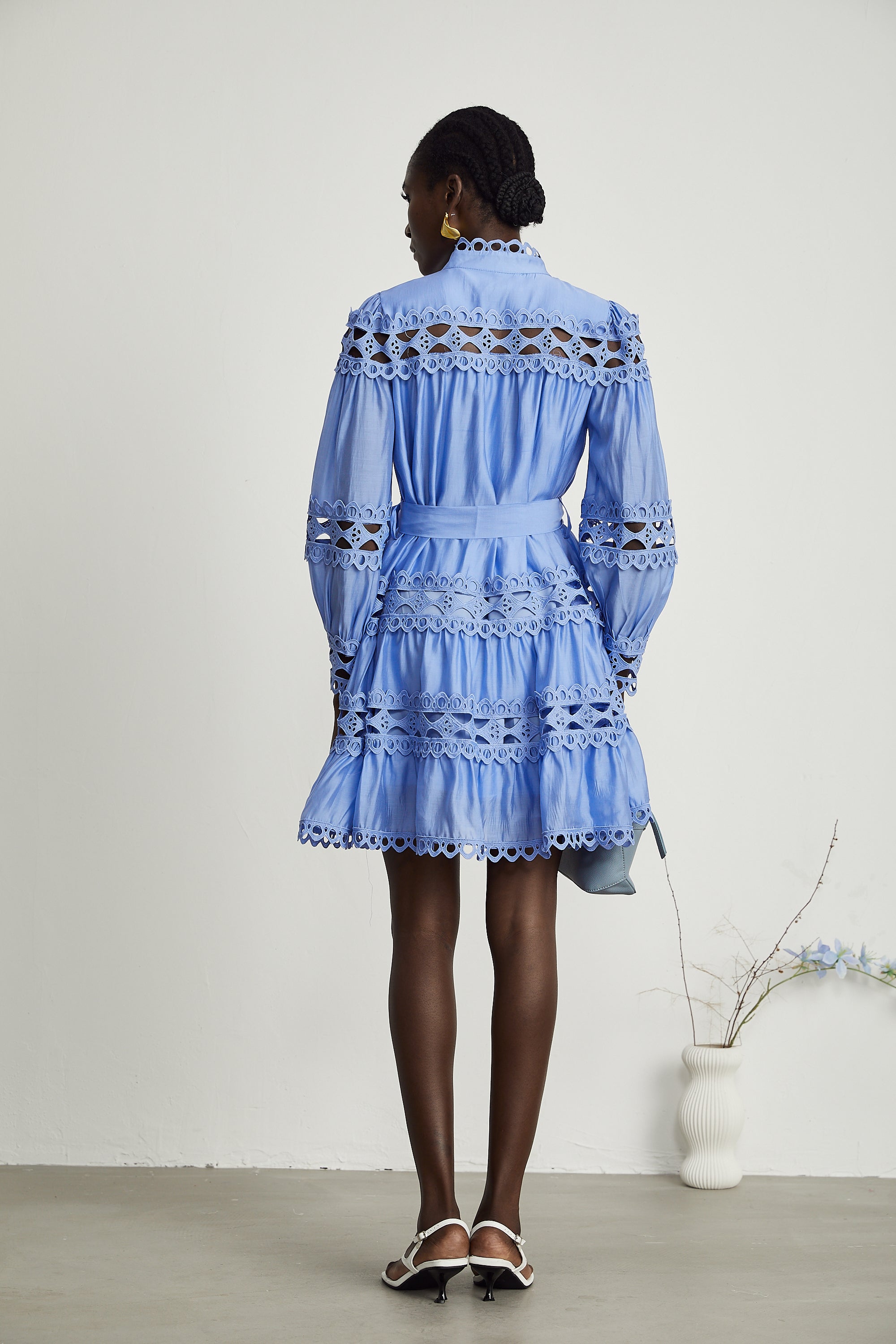 Nova blue cut-out belted mini dress (Final Sale-US Only)