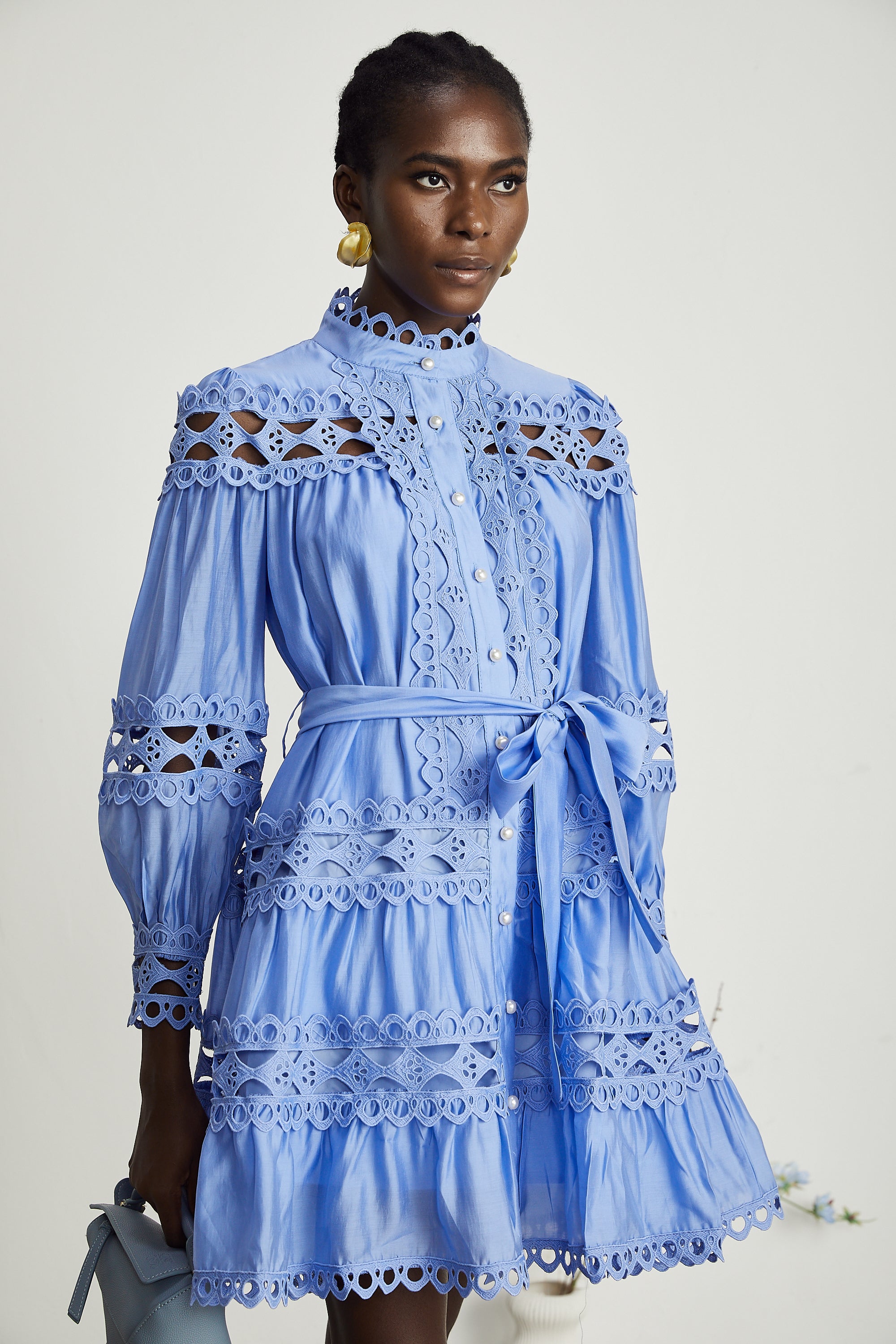 Nova blue cut-out belted mini dress (Final Sale-US Only)