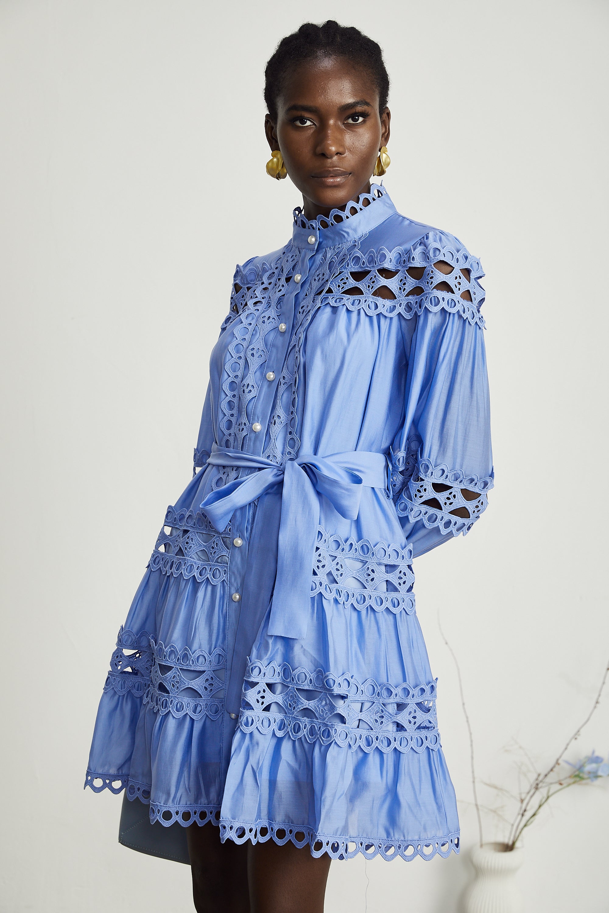 Nova blue cut-out belted mini dress (Final Sale-US Only)