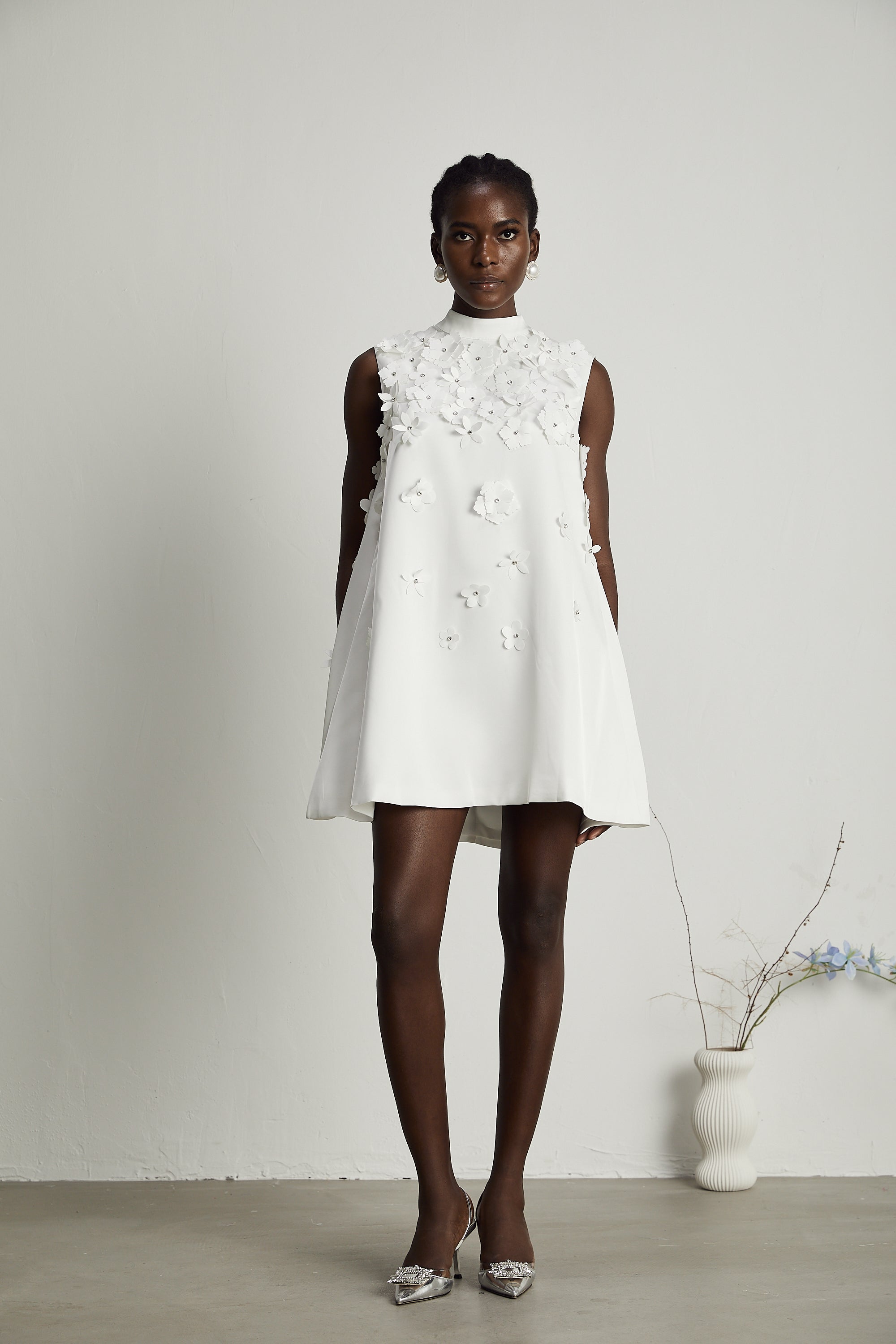 Genevieve faux-flower mini dress (Final Sale-US Only)