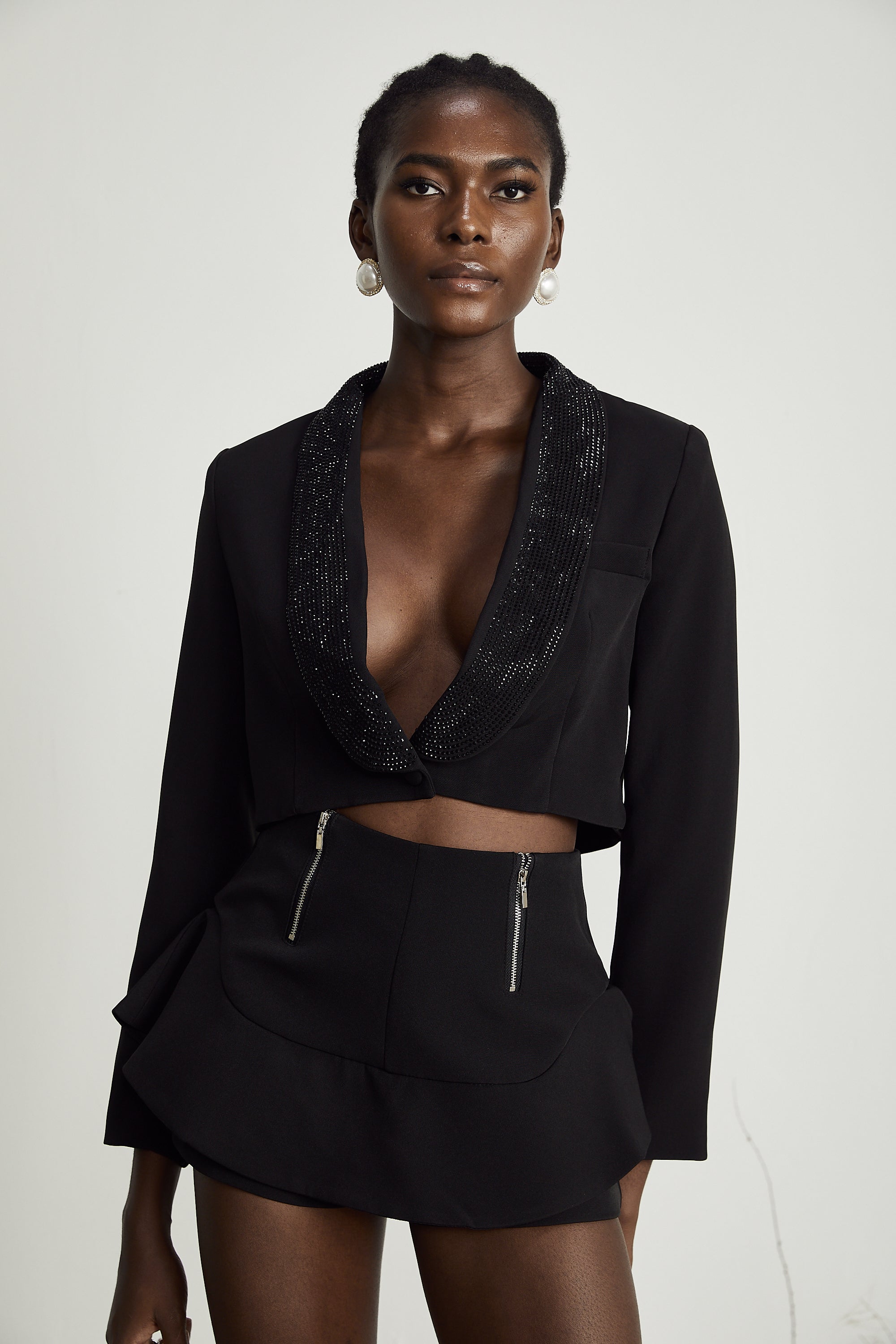 Priscille layered flounce-hem shorts