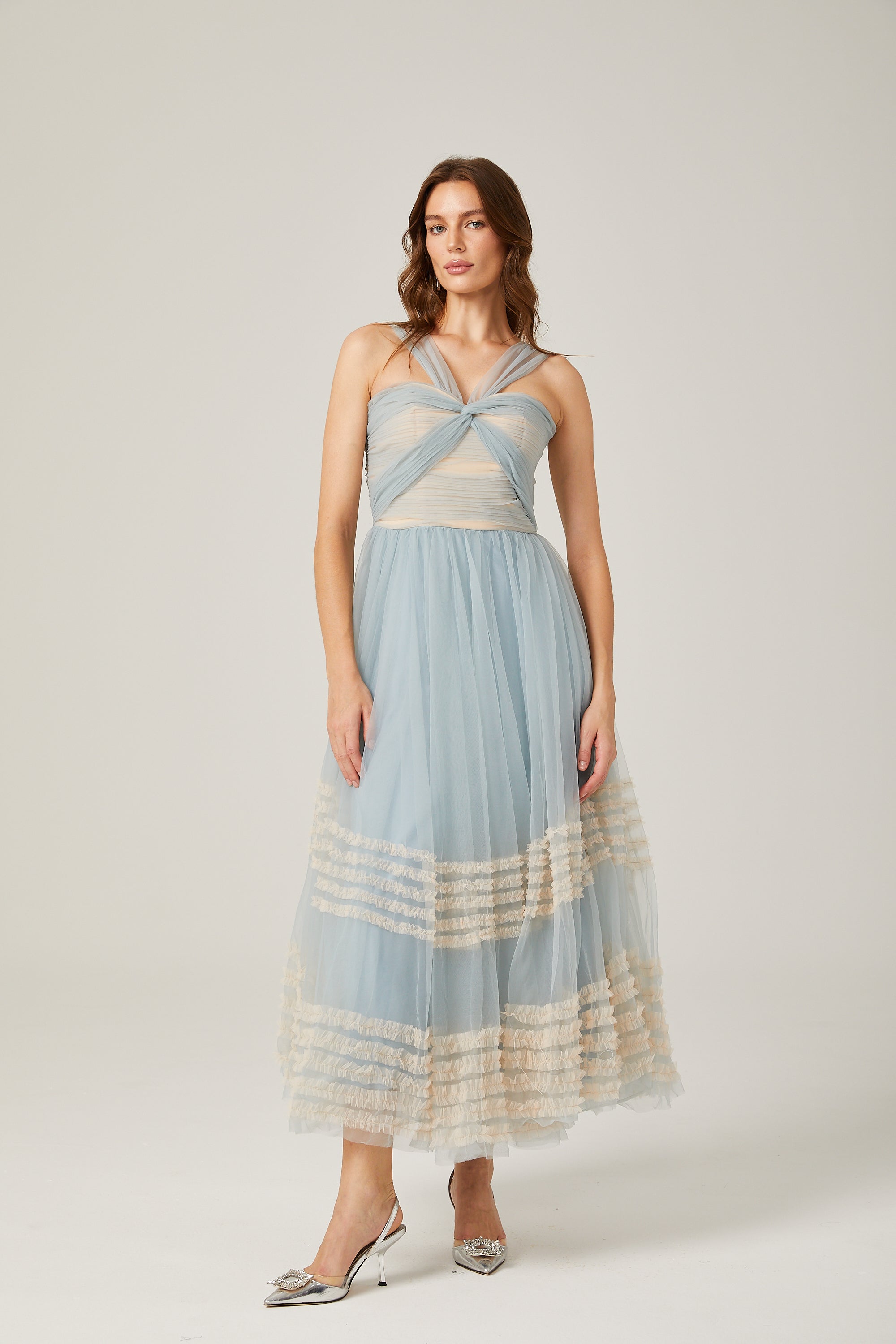 Jasmine ruched mesh maxi dress (Final Sale)