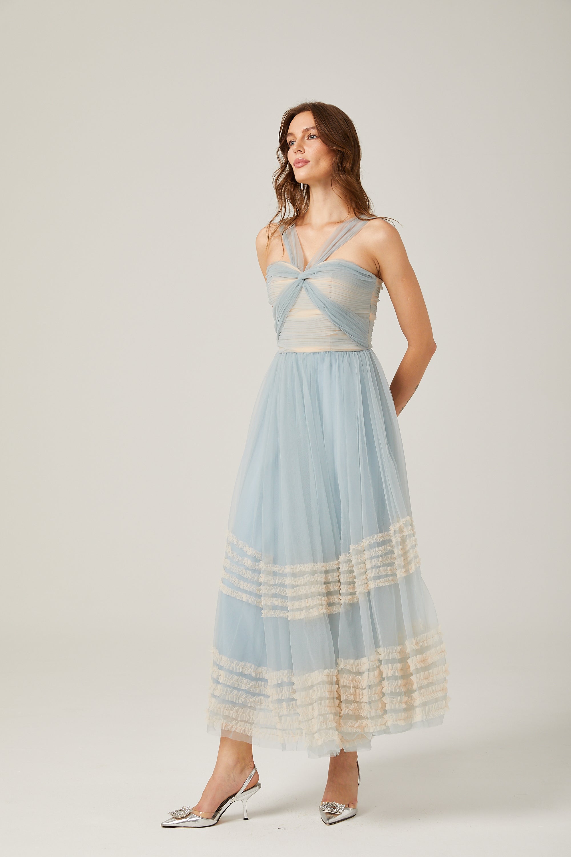 Jasmine ruched mesh maxi dress (Final Sale)