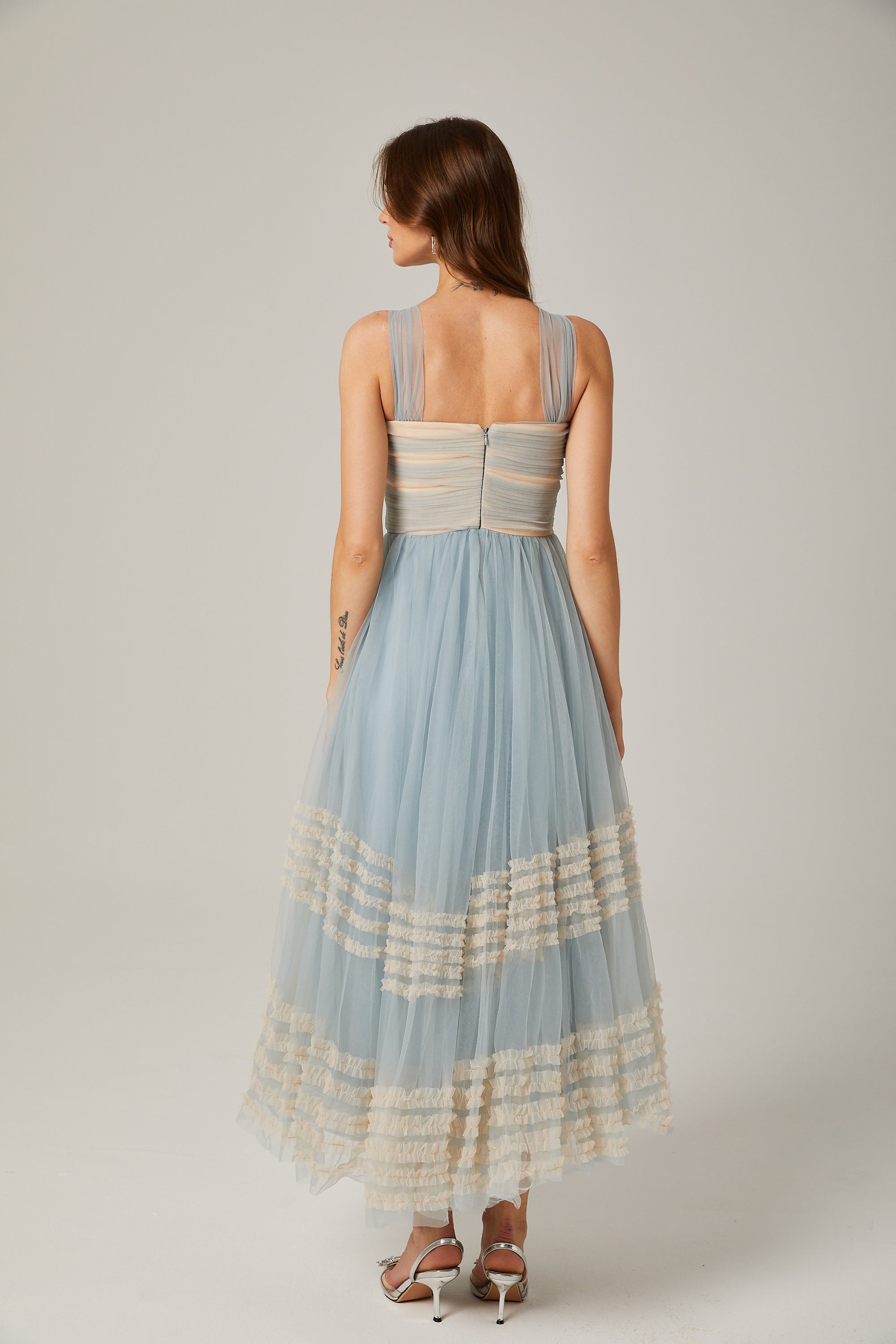 Jasmine ruched mesh maxi dress (Final Sale)