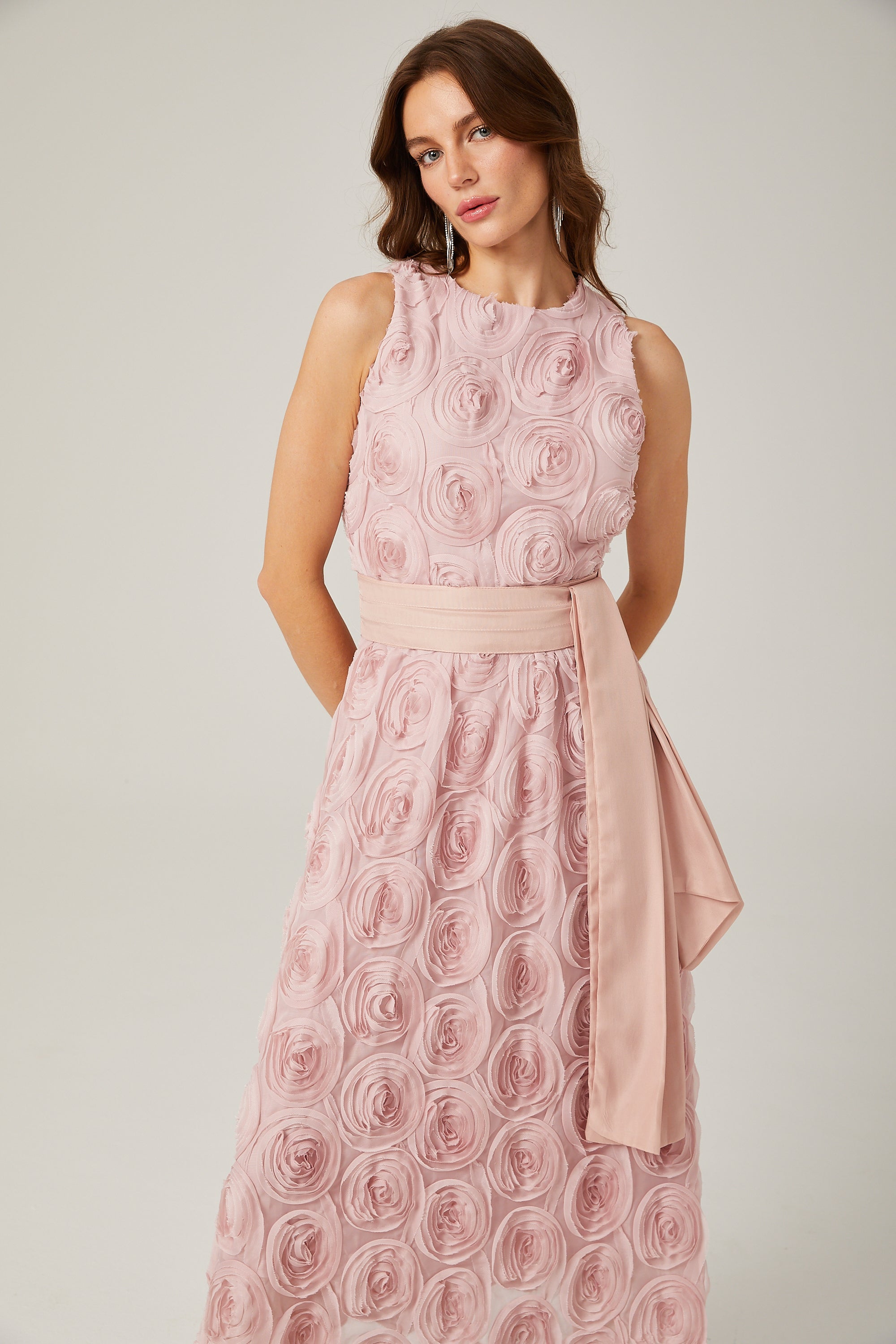 Paulette pink floral tie-waist midi dress (Final Sale-US Only)