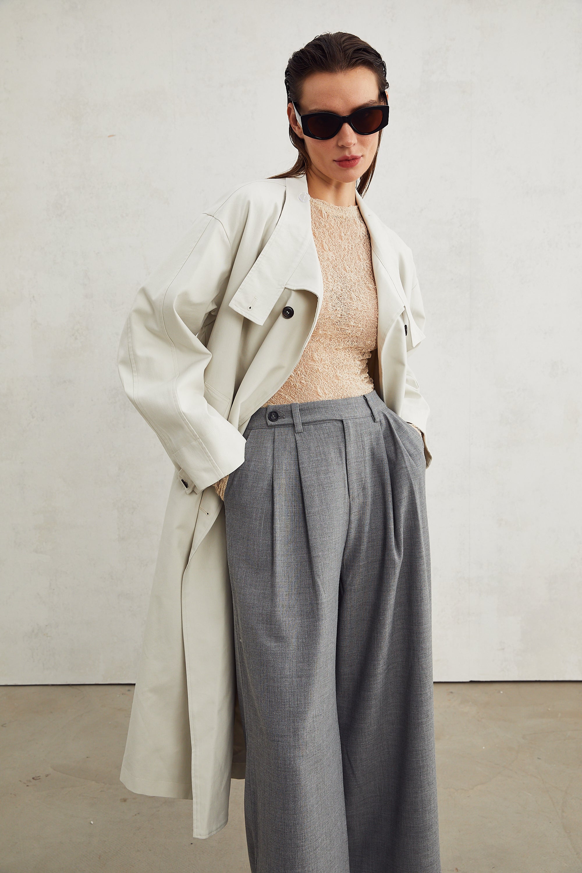 Lucienne grey straight-leg trousers (US Only)