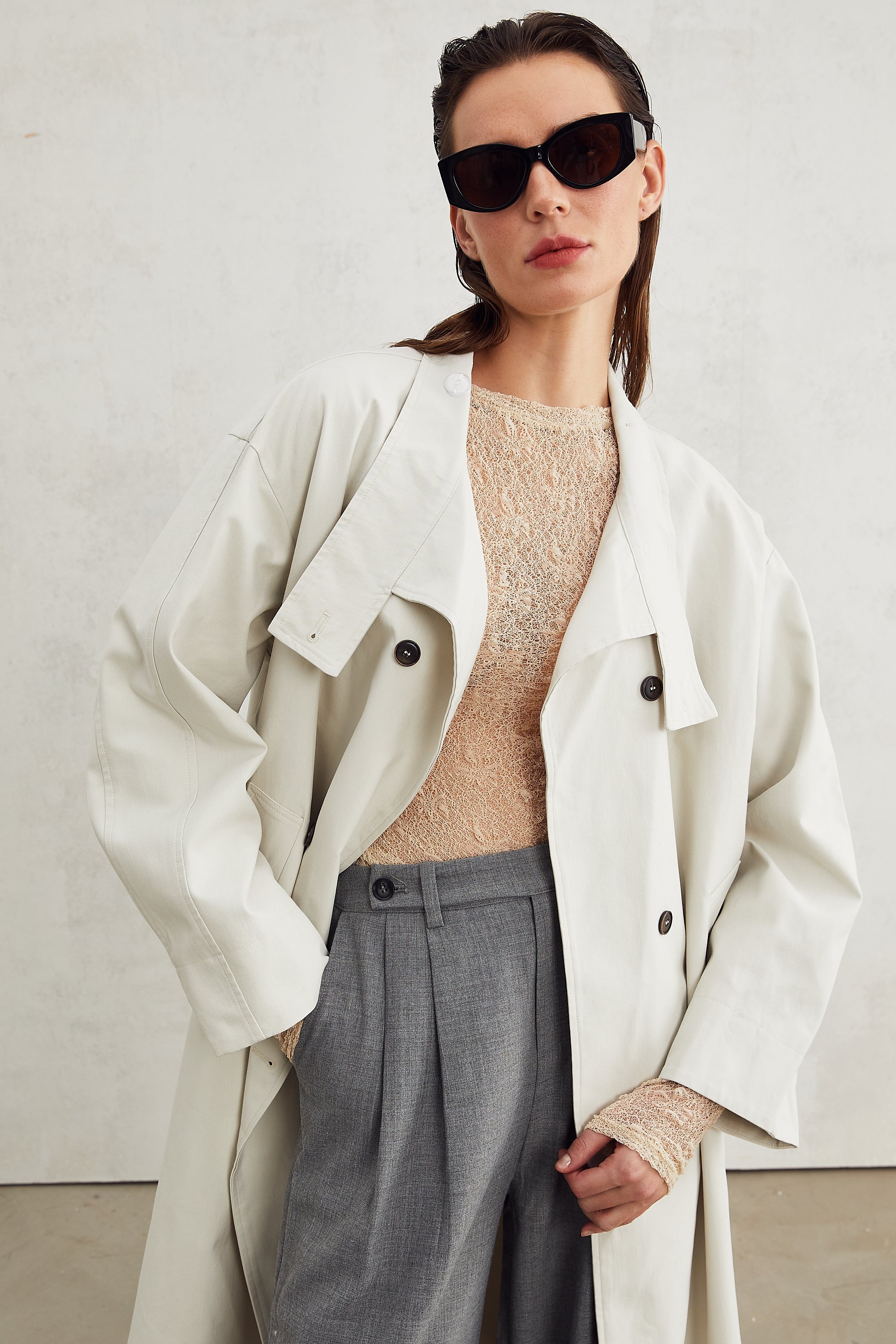Lucienne grey straight-leg trousers (US Only)