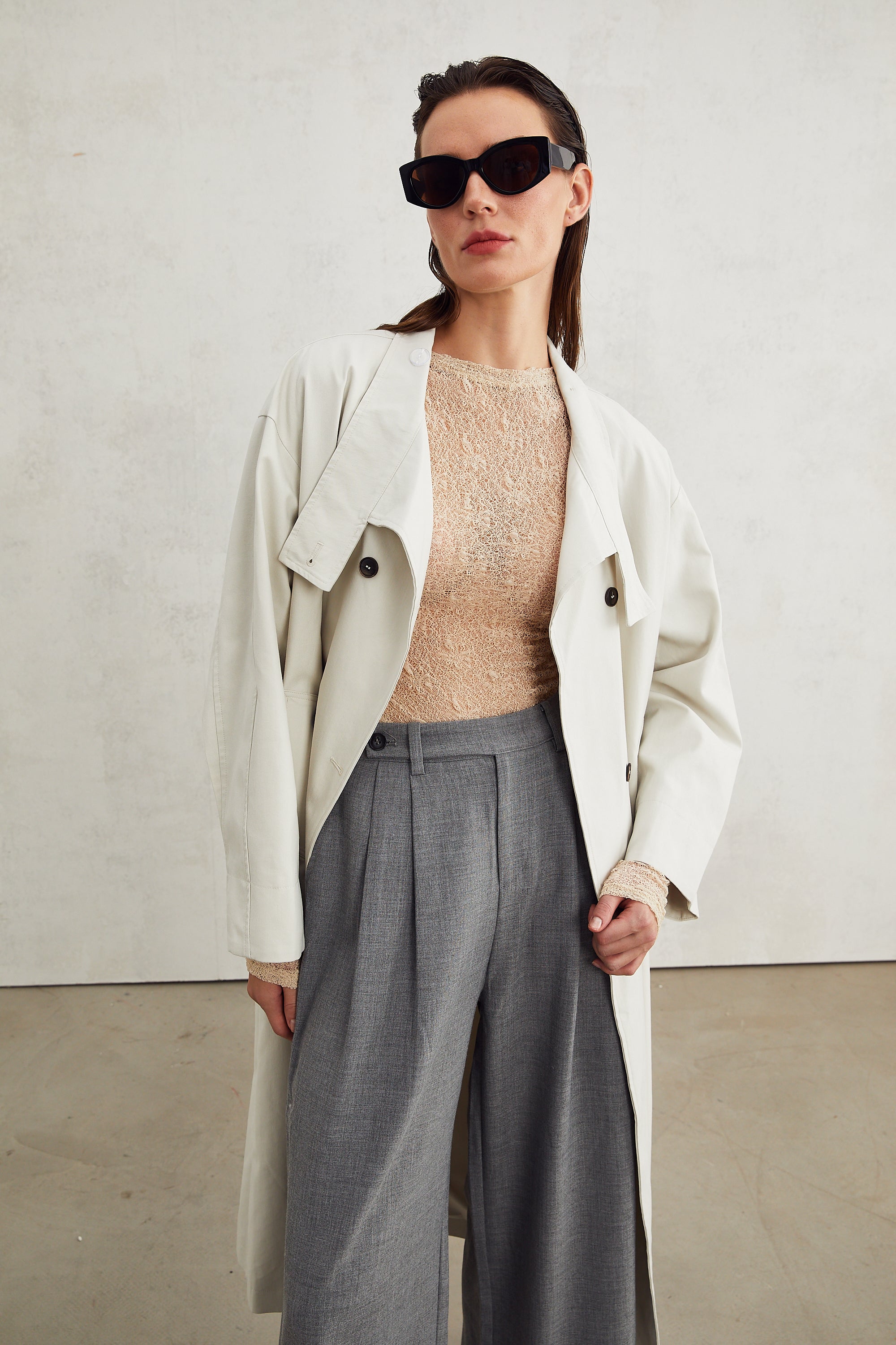 Lucienne grey straight-leg trousers (US Only)