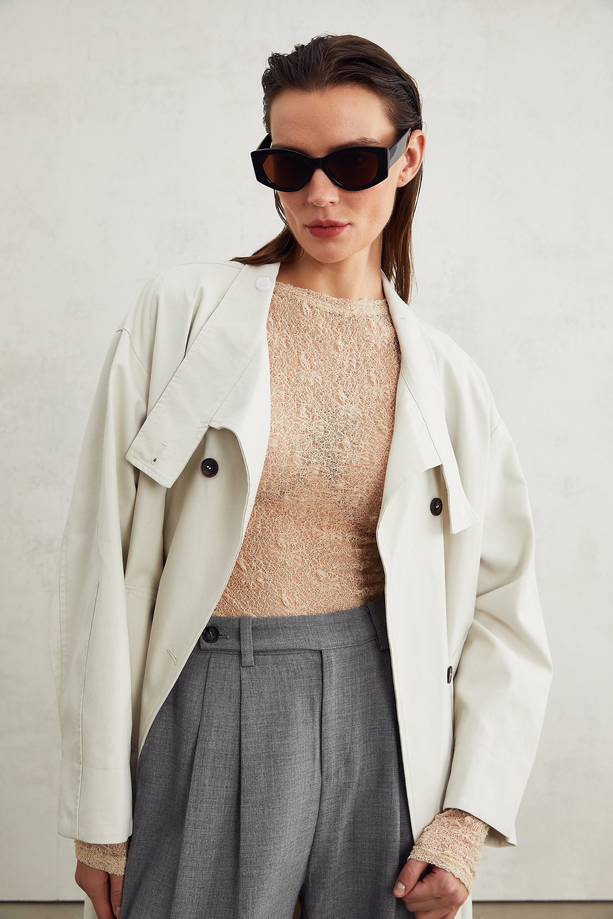 Lucienne grey straight-leg trousers (US Only)