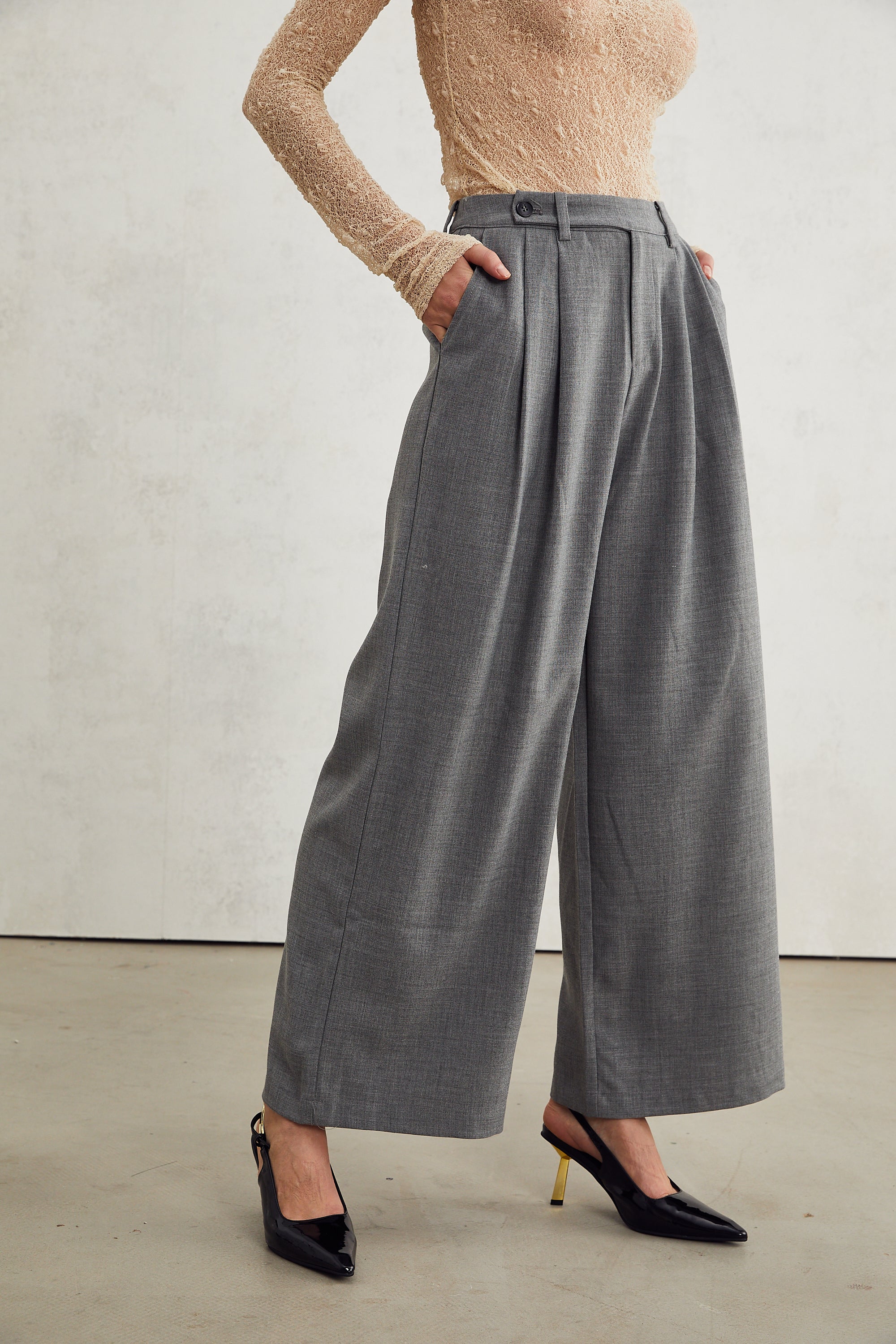 Lucienne grey straight-leg trousers (US Only)