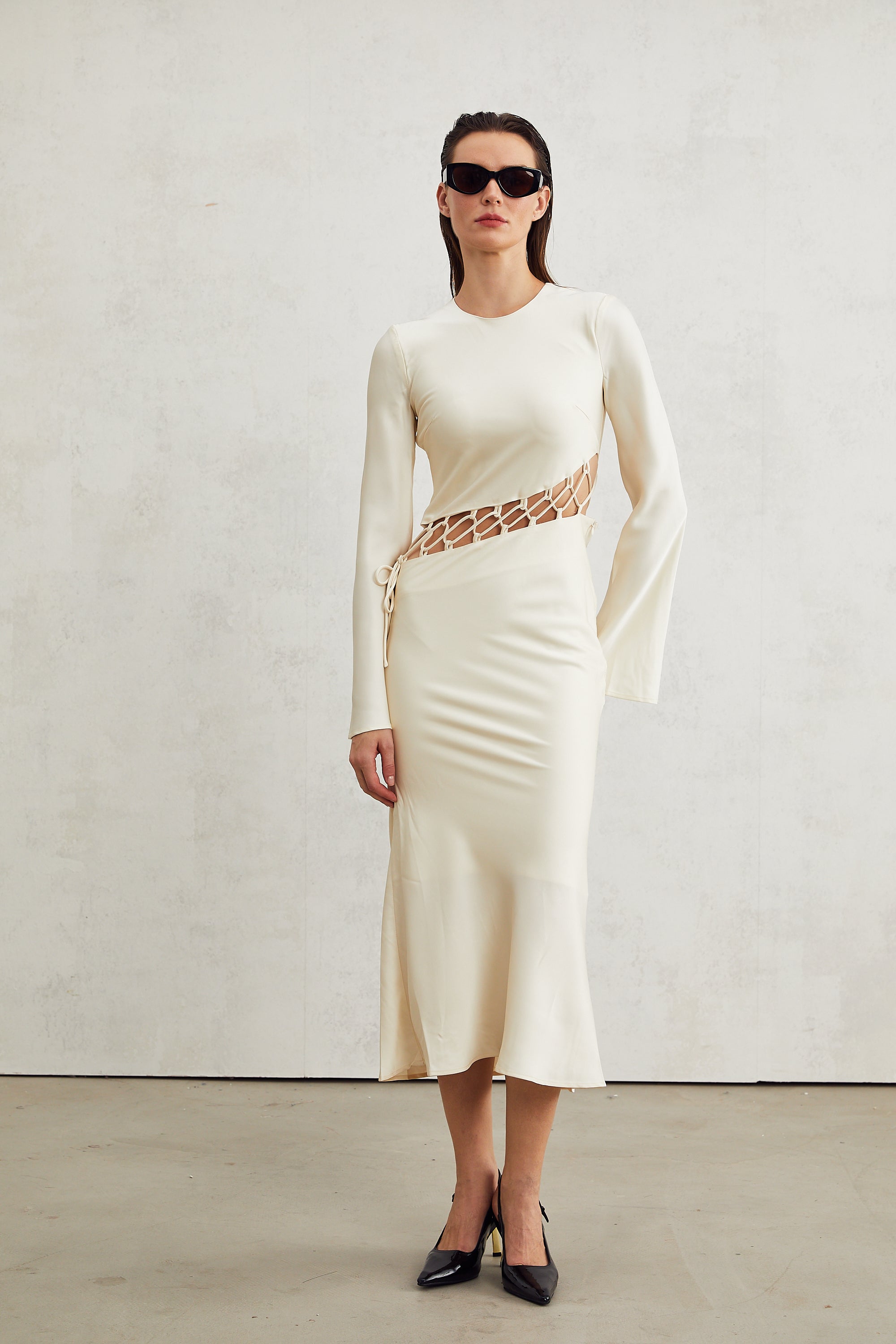 Constance weave cut-out midi dress (US Only)