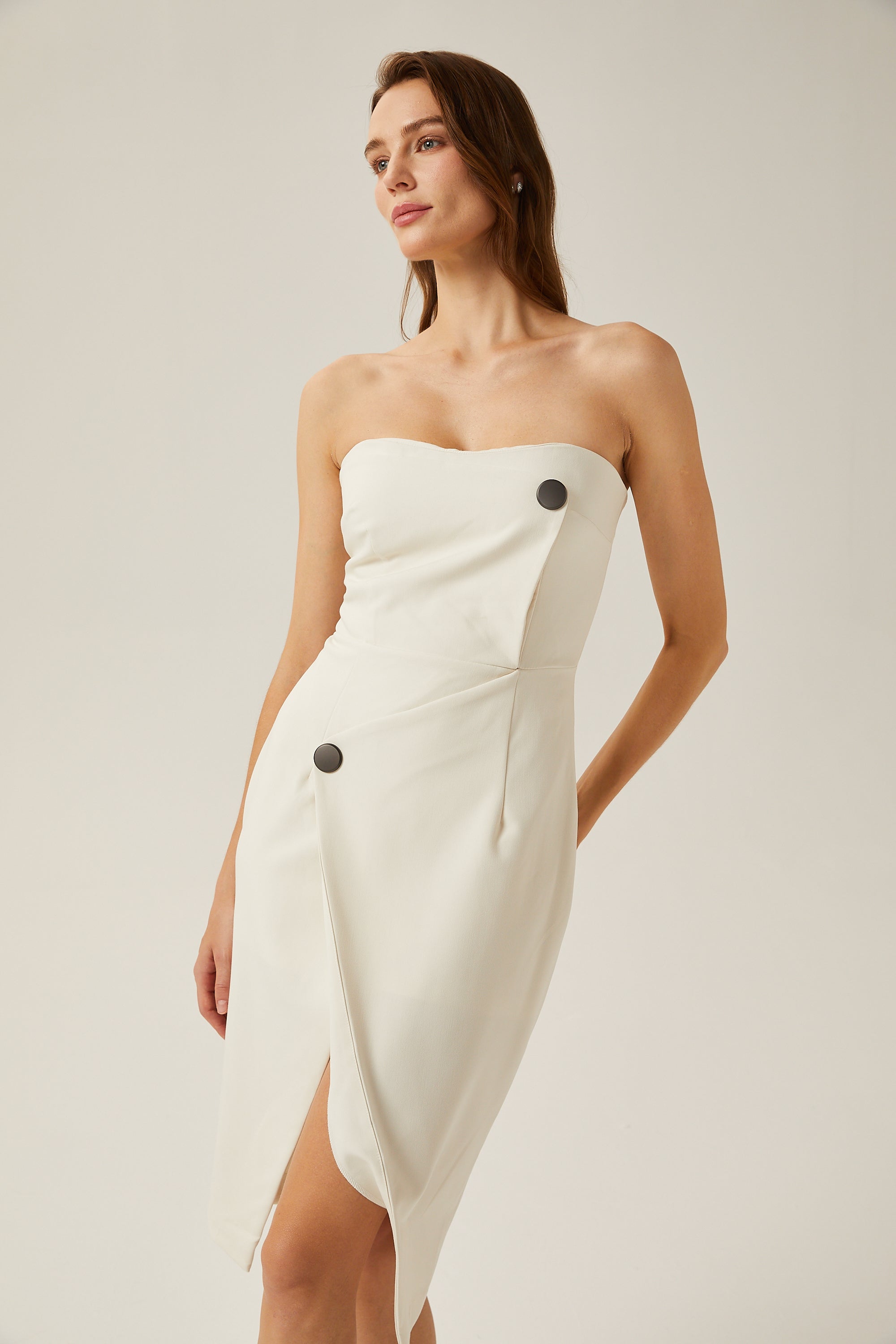 Noele white off-shoulder midi dress (US Only)