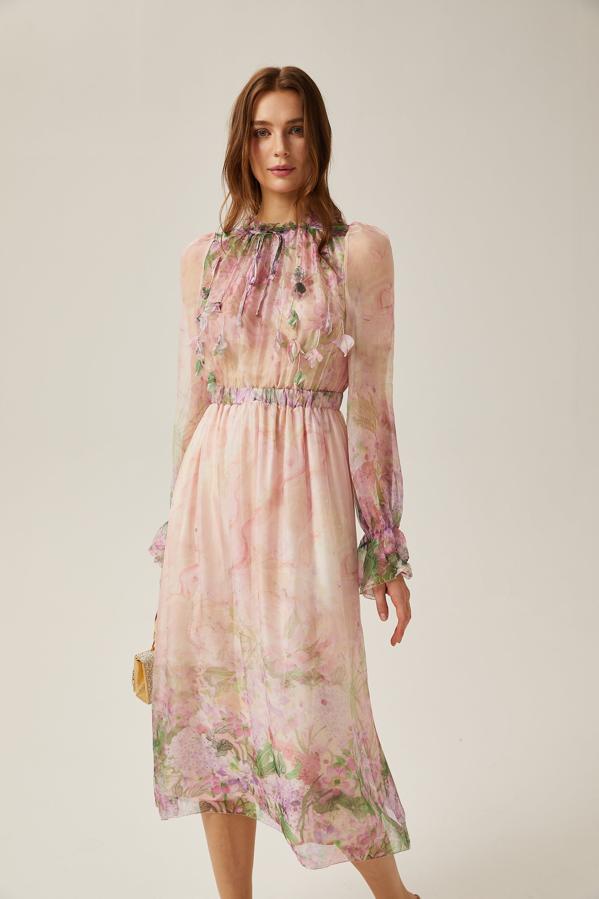 Justine floral-print cinched-waist midi dress (Final Sale-US Only)