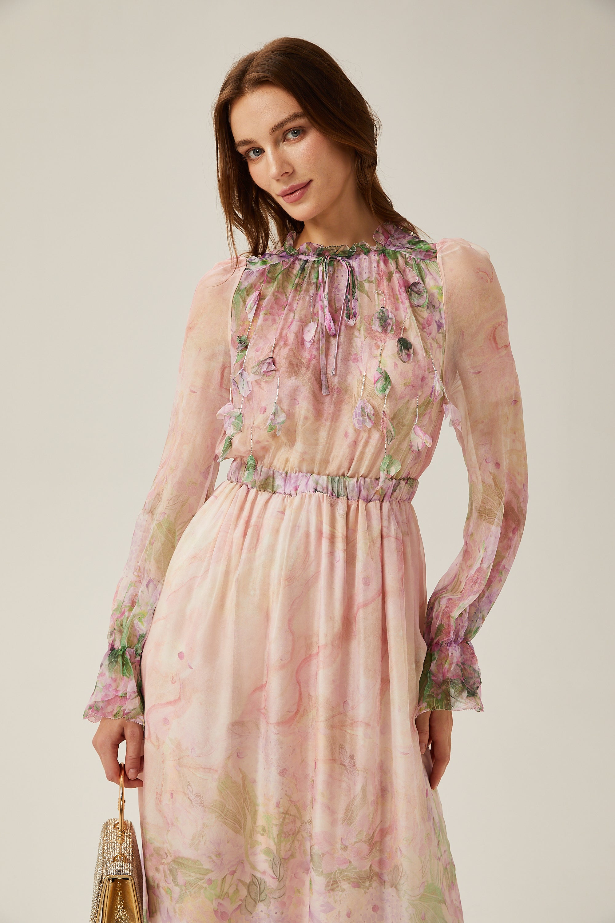 Justine floral-print cinched-waist midi dress (Final Sale-US Only)