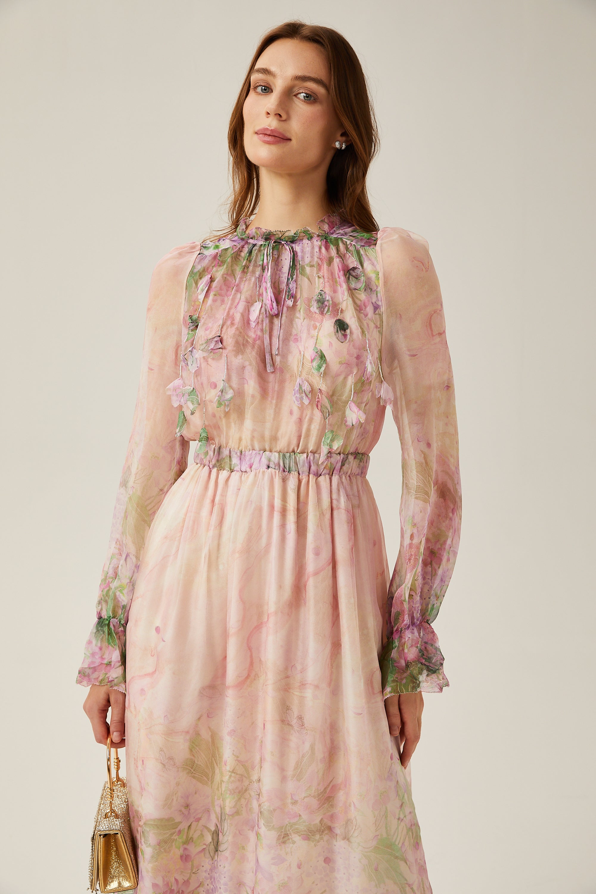 Justine floral-print cinched-waist midi dress (Final Sale-US Only)
