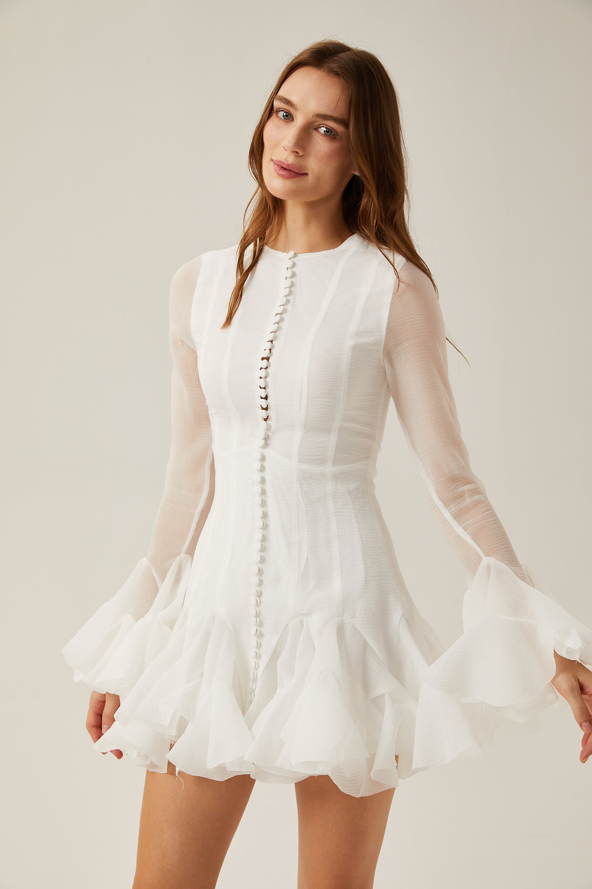 Anaïs semi-sheer flared mini dress (Final Sale-US Only)