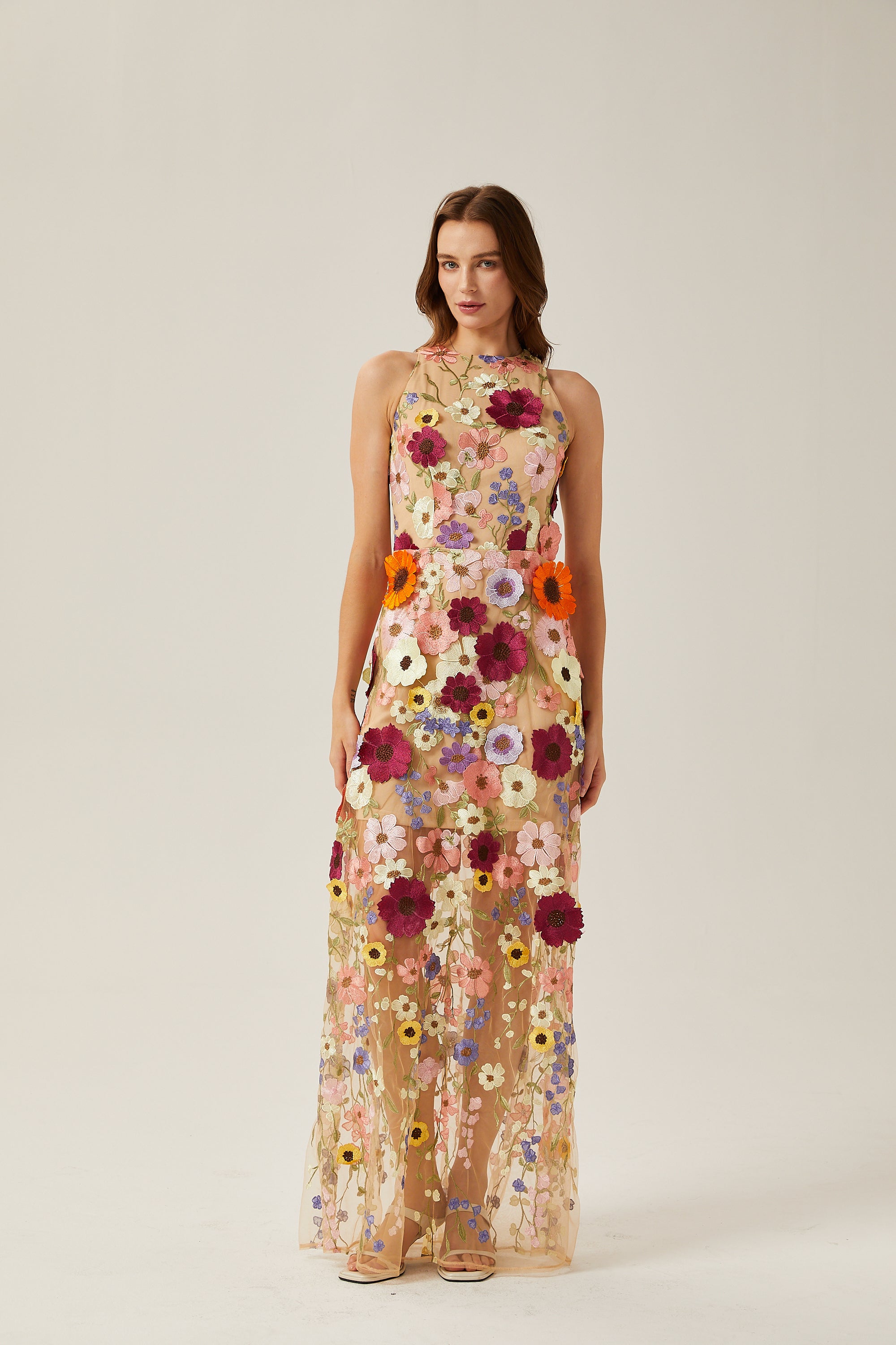 Audrey petal-detail sleeveless maxi dress (US Only)