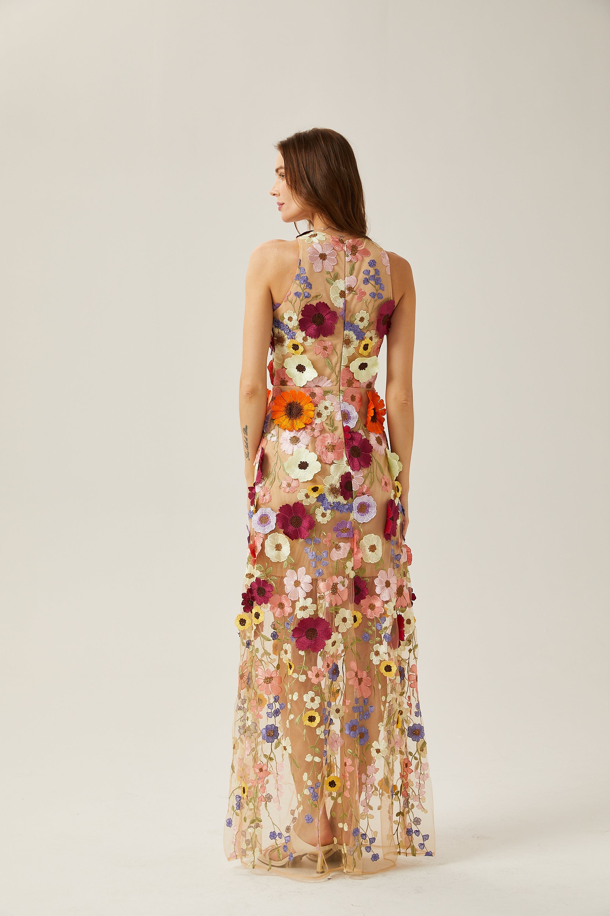 Audrey petal-detail sleeveless maxi dress (US Only)
