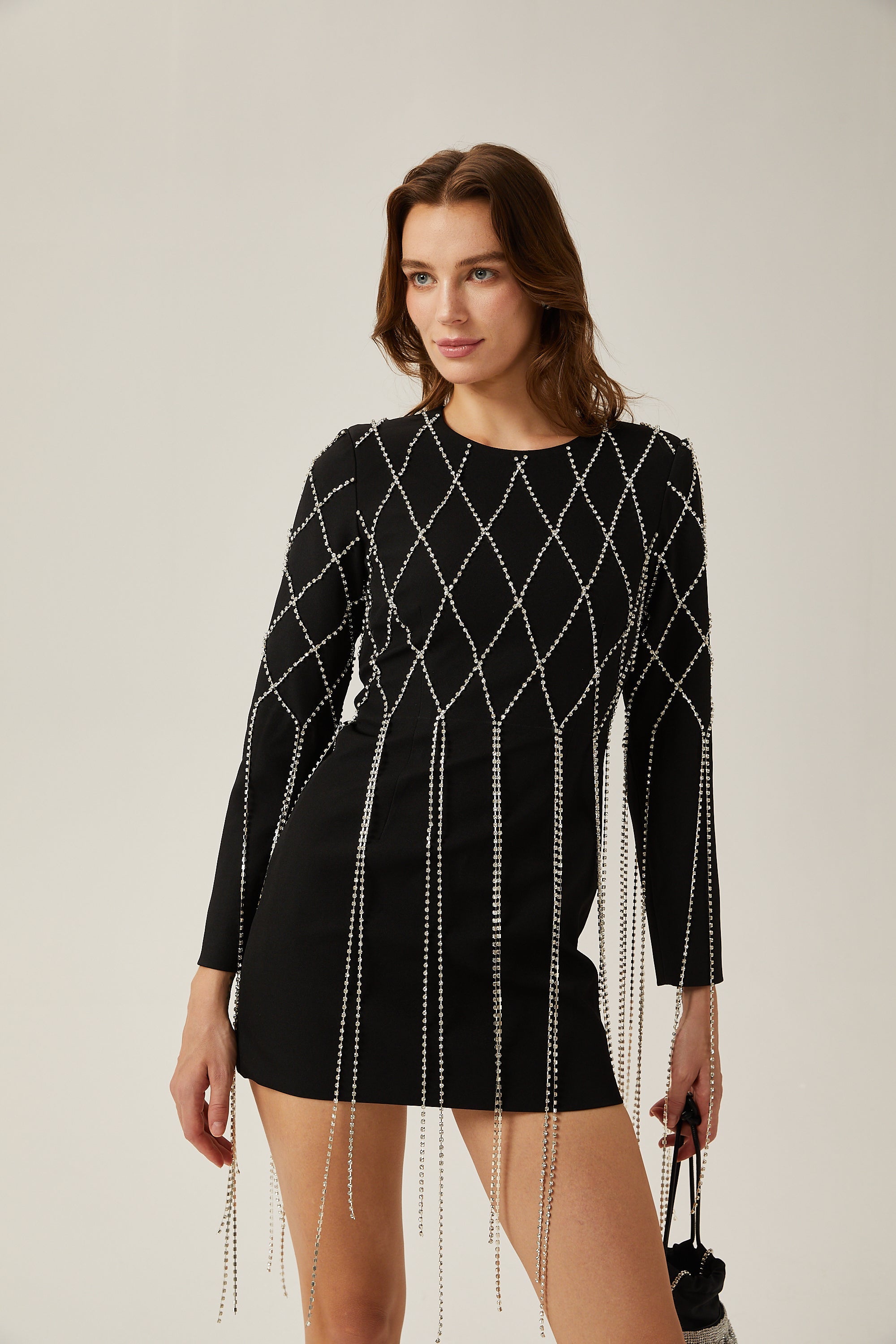 Mireille black crystal-embellished mini dress (US Only)